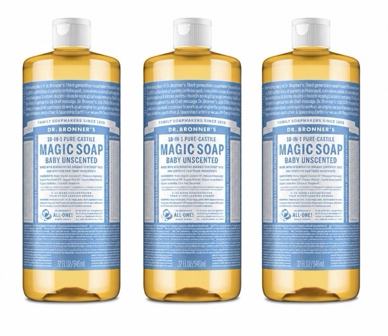 3 Pack Dr. Bronner’s 18-in-1 Pure Castile Magic Soap Baby Unscented 32 oz NEW