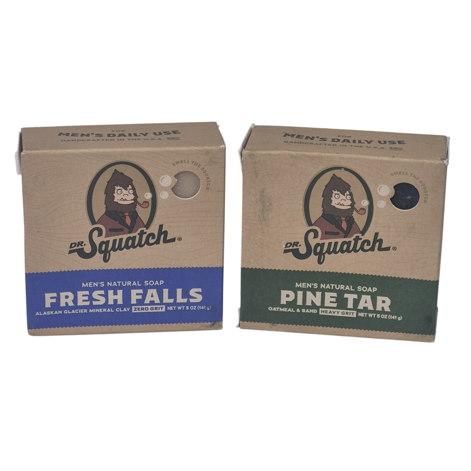Dr. Squatch Men’s Natural Soap Lot of 2 Pine Tar Fresh Falls 5 Oz Bar Heavy Grit