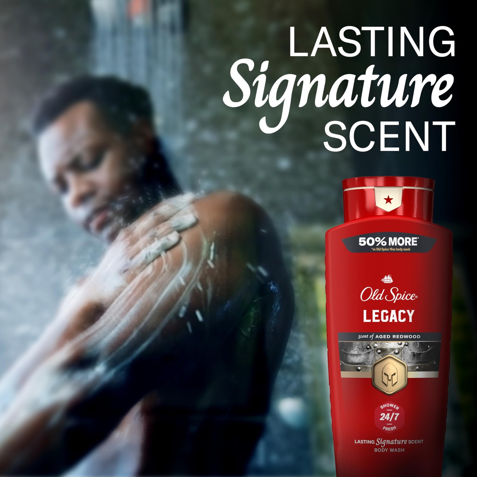 Old Spice Body Wash for Men, 24/7 Shower Fresh & 24 Ounce (Pack of 1), Red