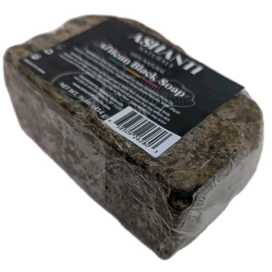 Ashanti Naturals African Black Soap 16oz Jumbo Bar 2 Pack Natural Skin Care