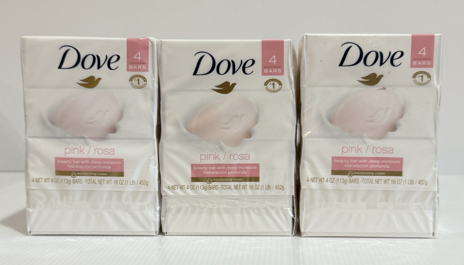 DOVE Beauty Bar Deep Hydration PINK 4 Oz. (113g) Each ~ Lot Of 12 NEW ~ SEALED