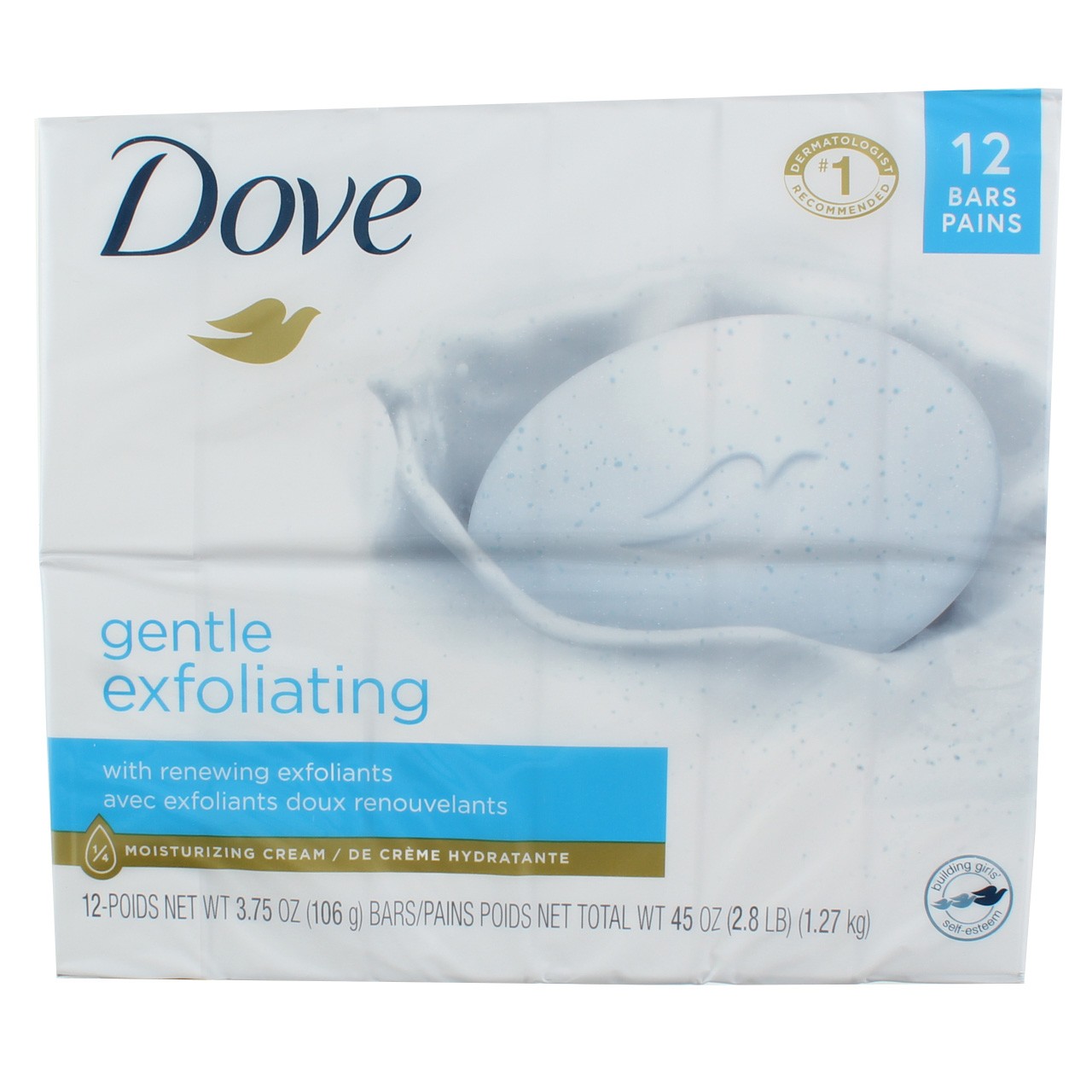 Dove Gentle Exfoliating Moisturizer Cream Bars, Fragrance Free, 3.75 oz, 12 Ct