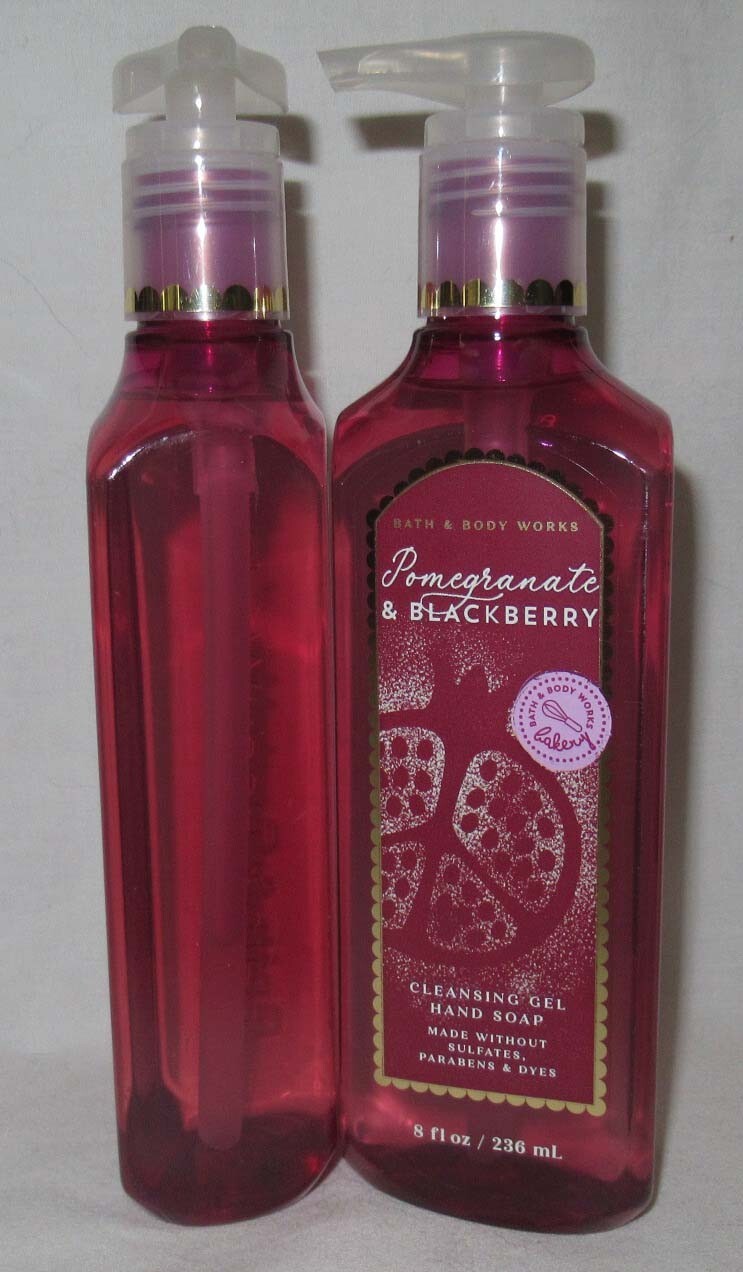 Bath & Body Works Cleansing Gel Hand Soap Lot Set of 2 POMEGRANATE & BLACKBERRY