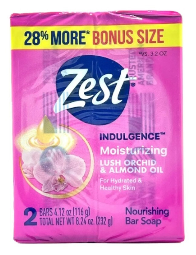 NEW! ZEST (2-BARS) 4.12 Oz Bar ●INDULGENCE● Moisturizing Lush Orchid/Almond Oil.