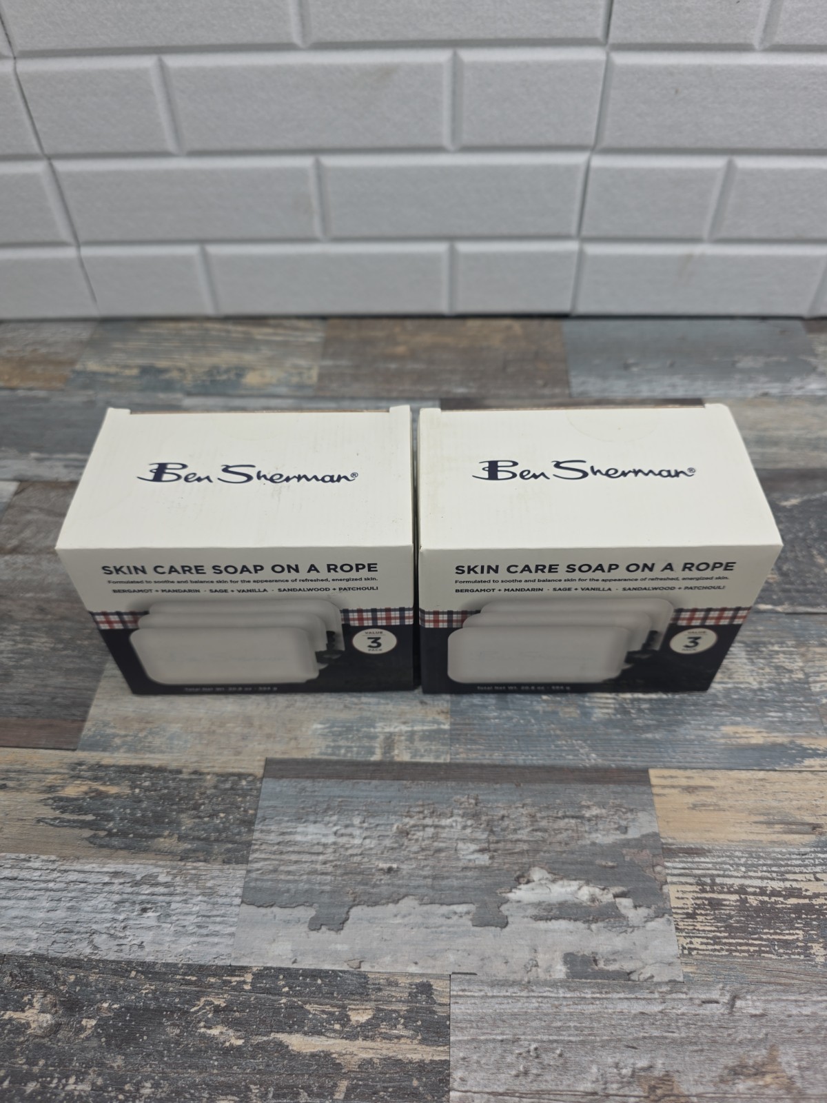 2-Ben Sherman Skin Care Soap on a Rope 3 Pack. Gifts for him.