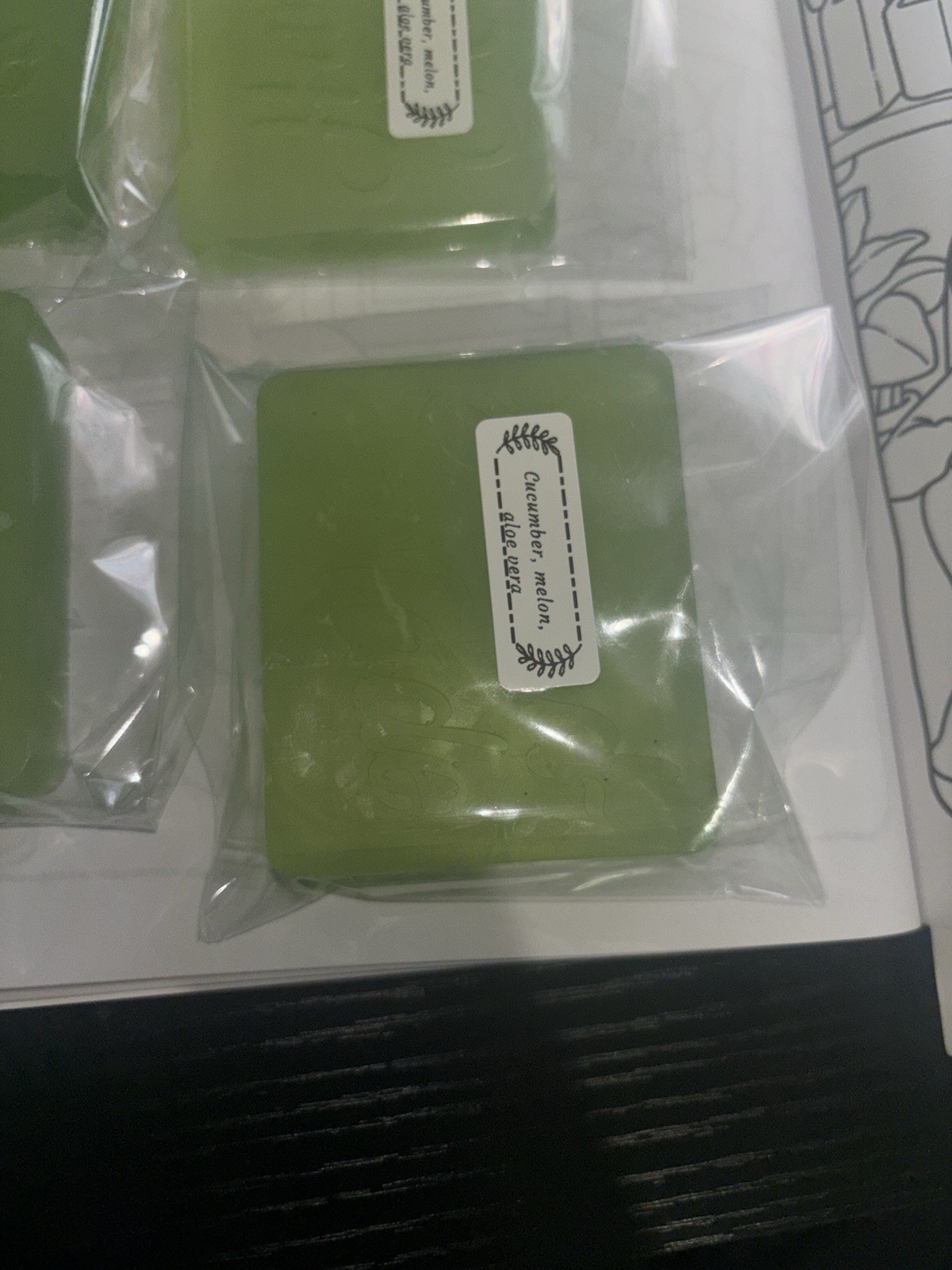 Cucumber Melon Aloe Vera Scent Body Bar Soap Green Rectangular Unisex