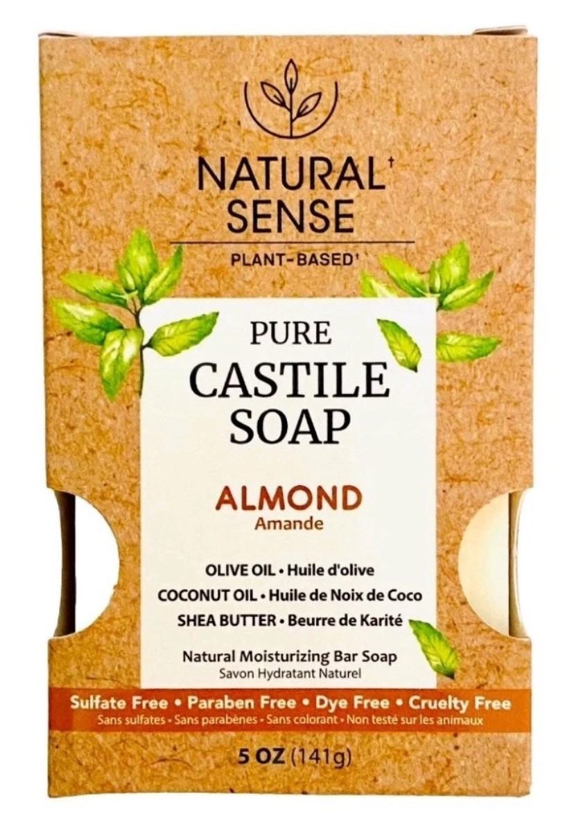 3 Bars Natural Sense Pure Castile Soap Almond 5 oz Each Natural Moisturizing