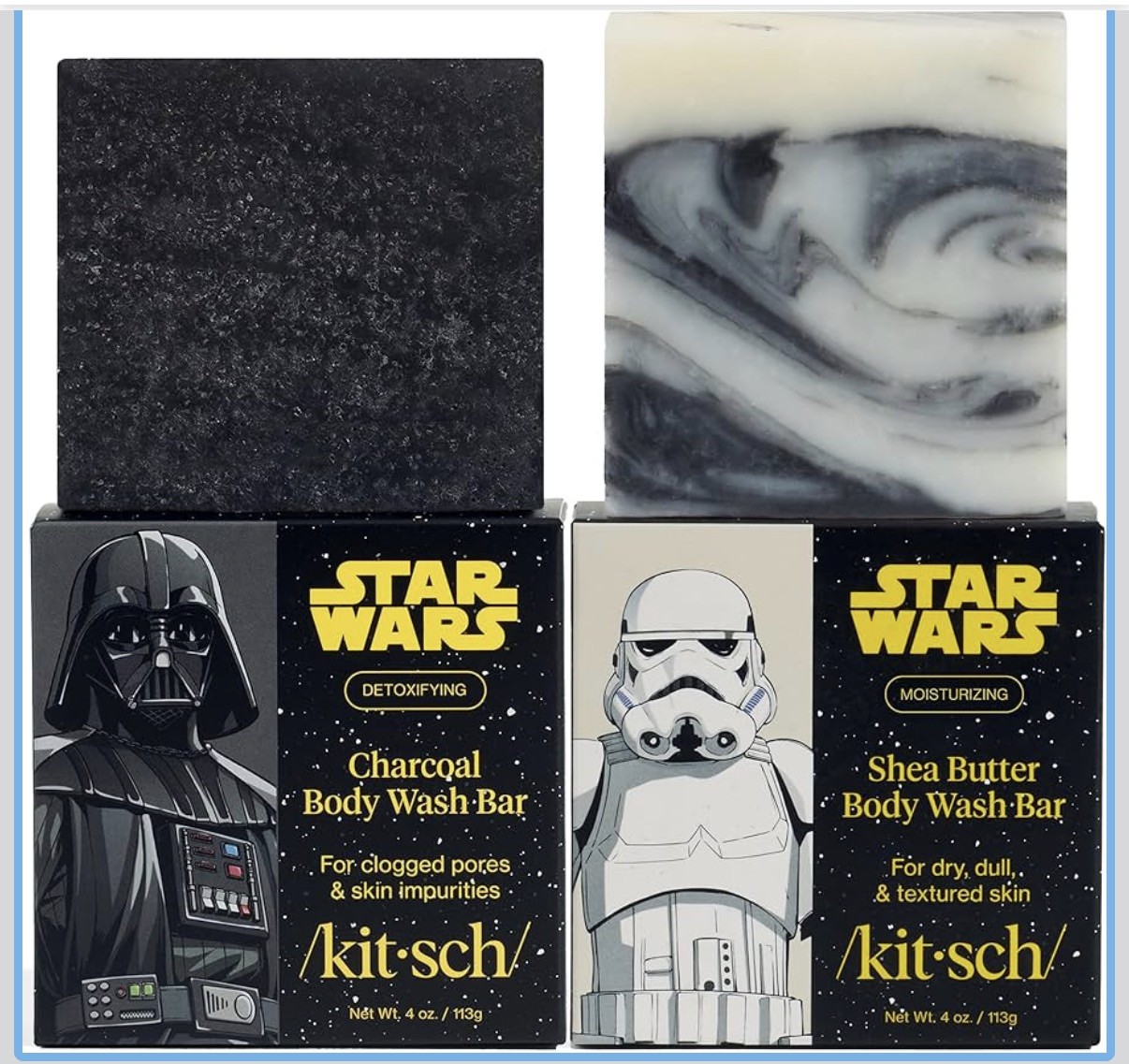 Kitsch Star Wars Charcoal & Shea Butter Body Wash Bars – 2-Piece Soap Bundle