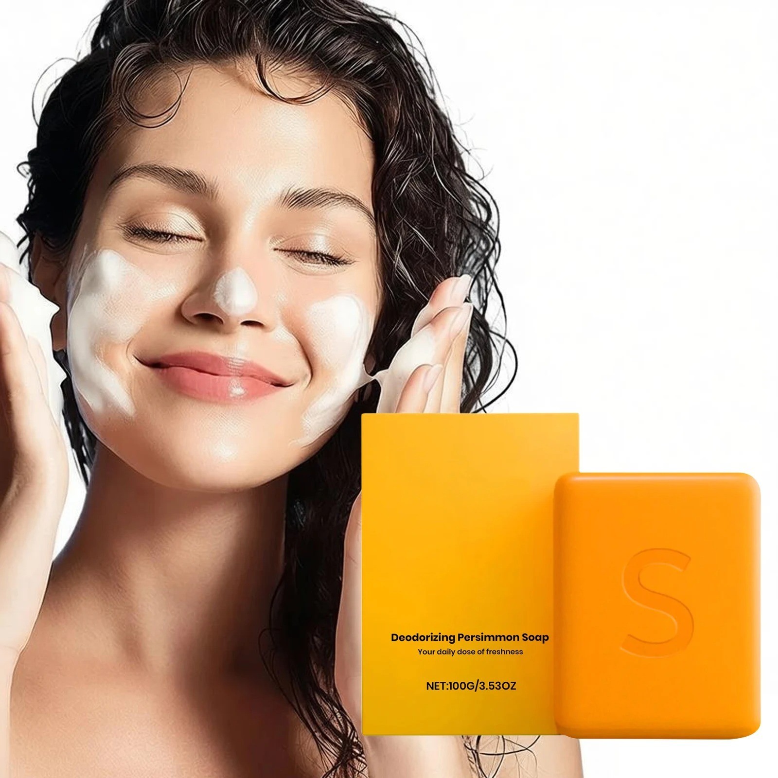 1~4PCS Swarva Persimmon Soap Bar Body Odor Control Deodorant Soap for Men&Women
