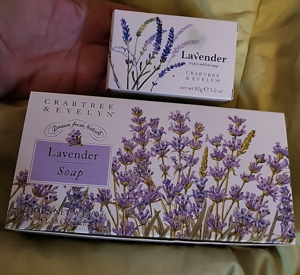 Crabtree Evelyn Set of 3- 3.5oz Drawn From Nature Lavendar Soap Bars NIB +1 Bar