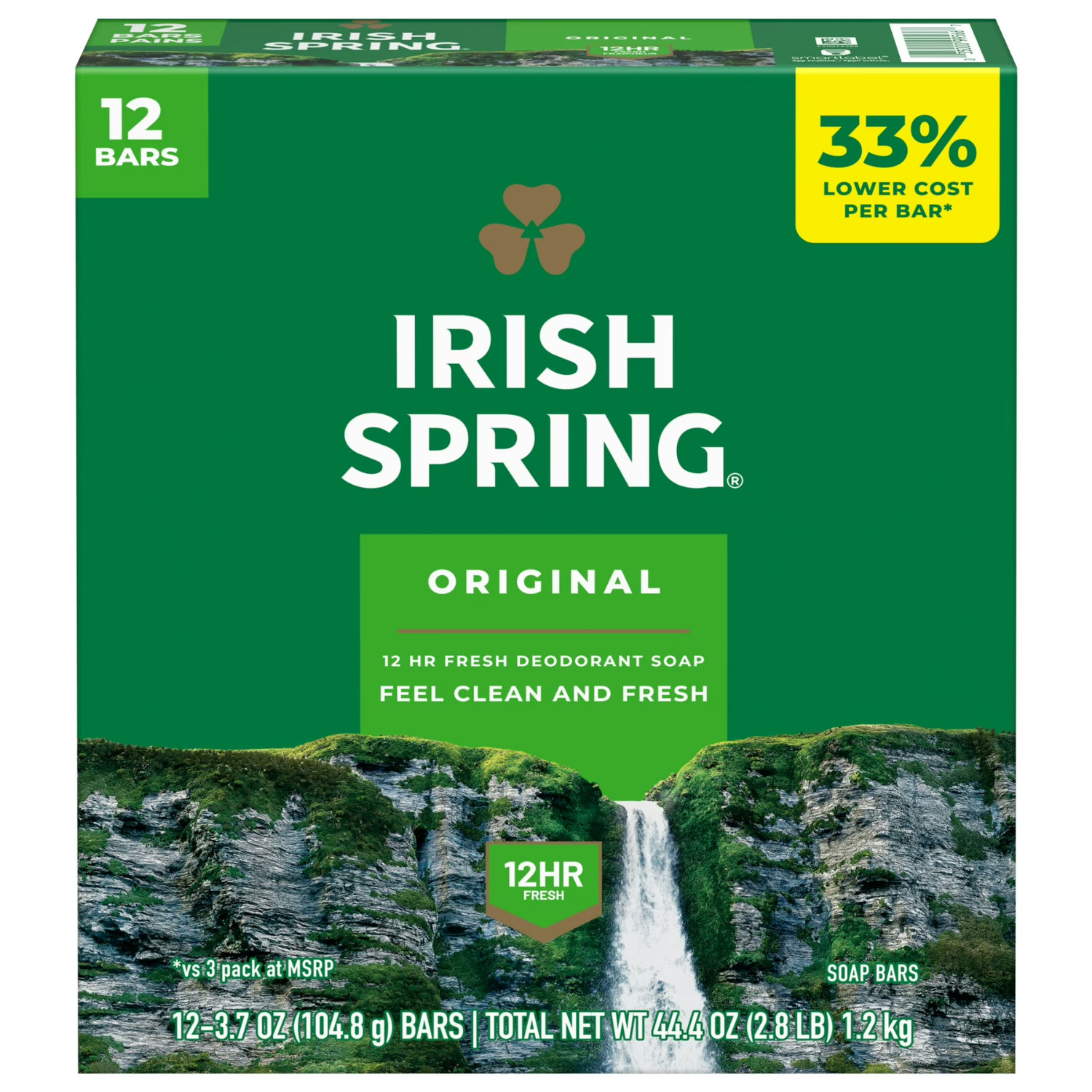 Irish Spring Bar Soap for Men, Original Clean Mens Bar Soap, 48Pack, 3.7 Oz Blue