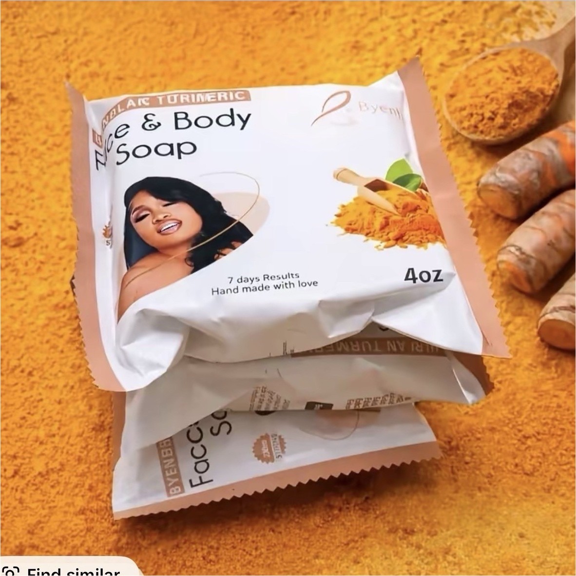 Byen Byenblan Turmeric Handmade Orange Face & Body Soap Bar 4 oz