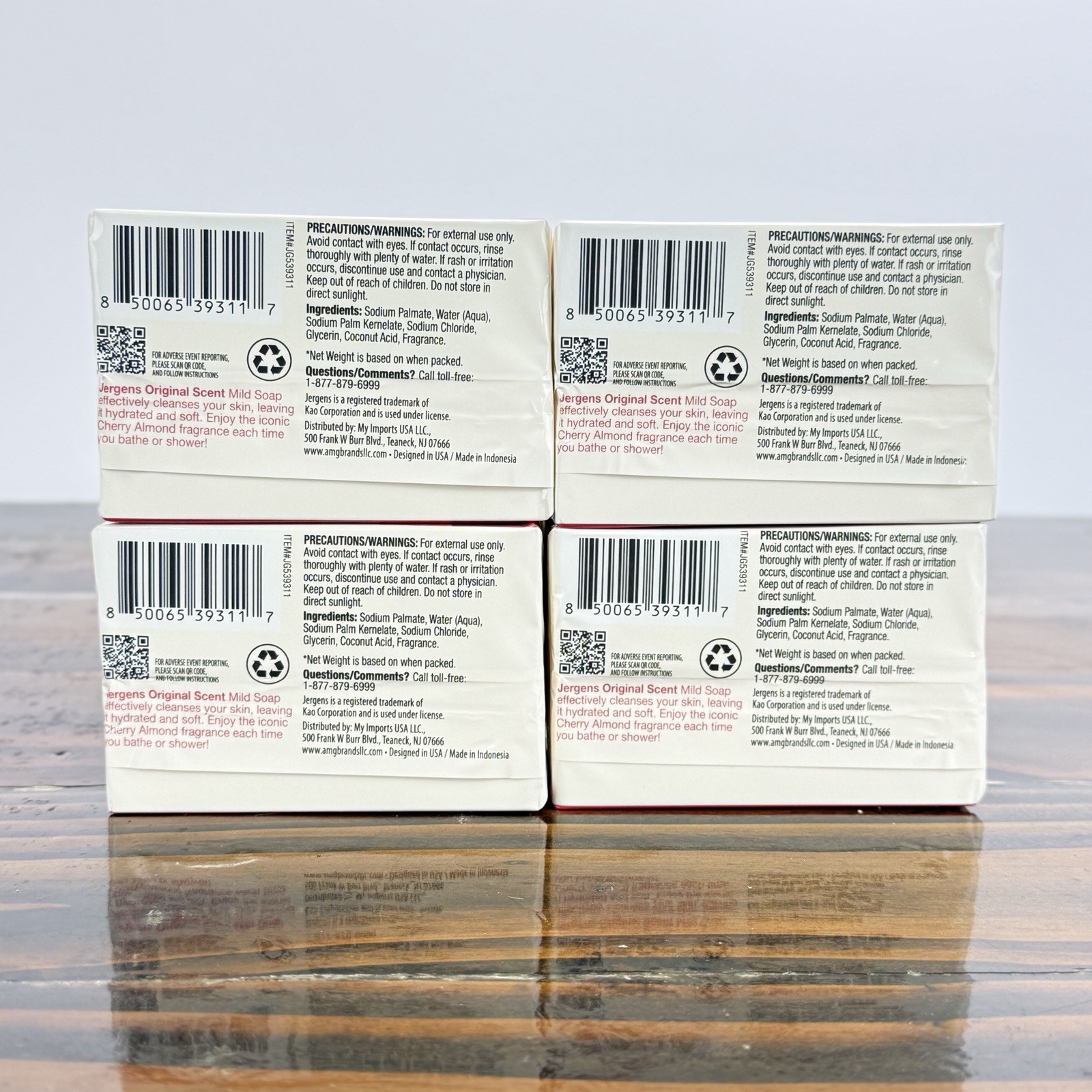 4 Pack Jergens Cherry Almond Bar Soap Original Scent 8 Bars Total