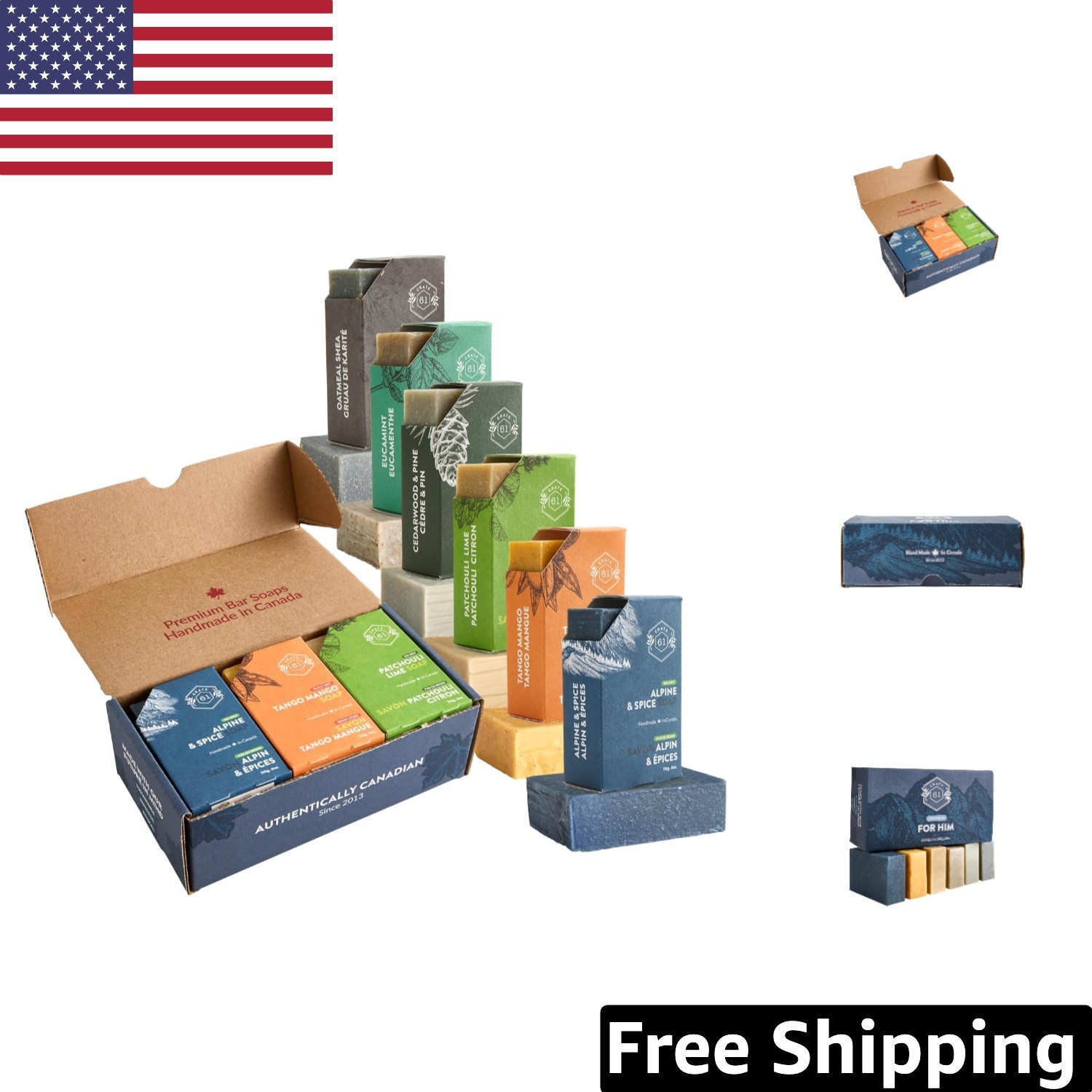 Handmade Canadian Natural Bar Soap Pack of 6 – Essential Oils for Him