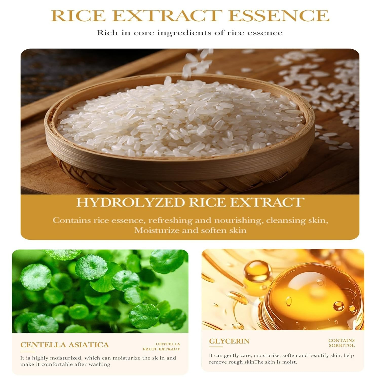 Rice Essence Rice Cleansing Soap, with Goat Milk Essence & Centella Asiatica,…