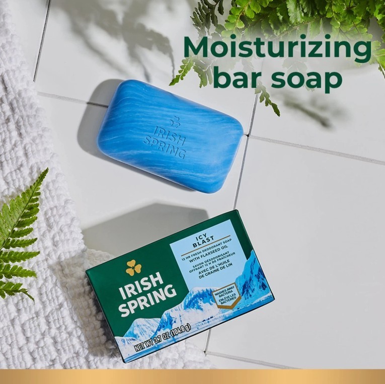 Irish Spring Icy Blast Bar Soap for Men, Mens Bar Soap, 3 PACK , 3.7 Oz Soap Bar
