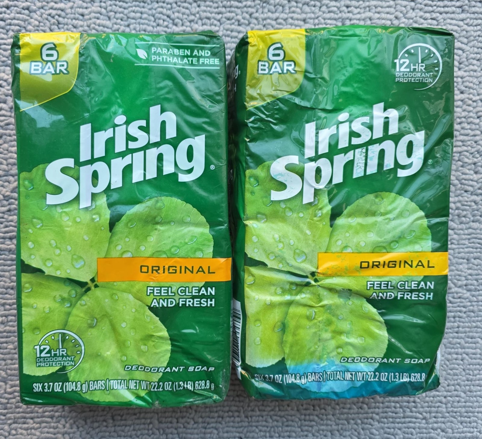 12 Irish Spring Original Clean Bar Soap 3.7 oz No Flaxseed or Linseed Oil DENTED
