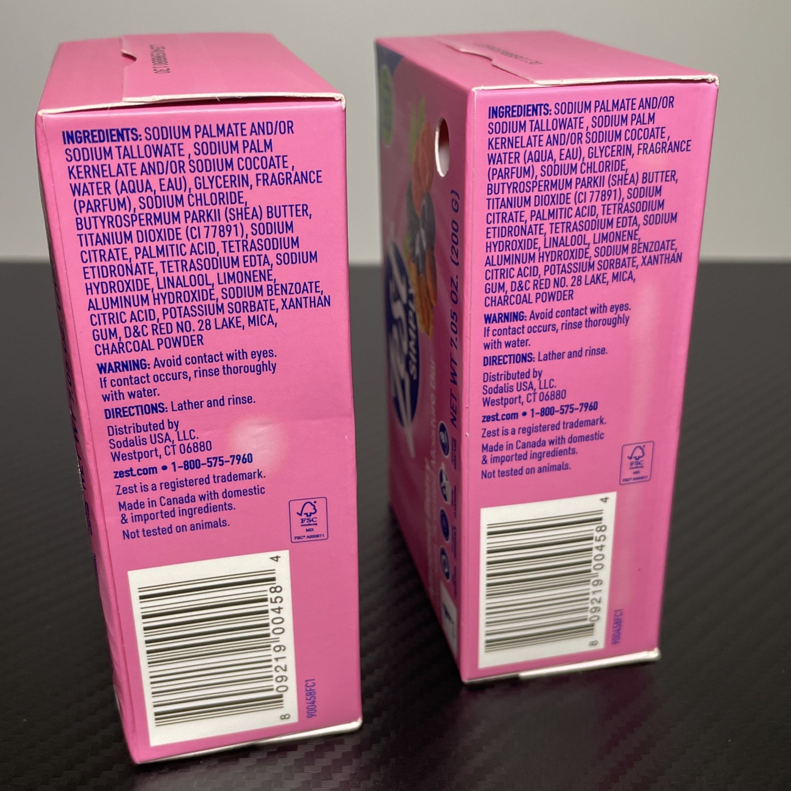 Lot Of 2 Zest Simply Almond Berry Luxurious Scented Moisture Bar 7.05oz New