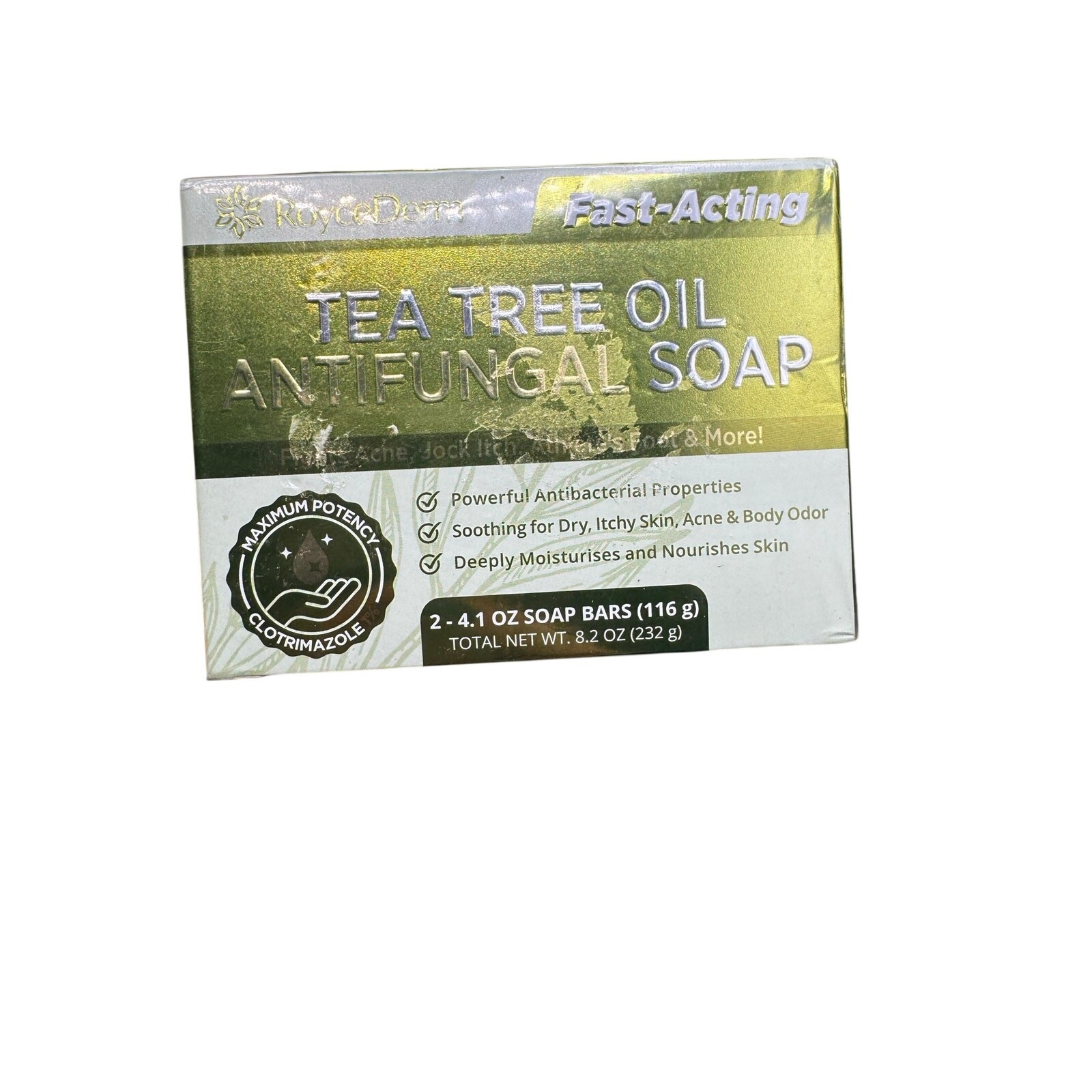 NWT RoyceDerm Tea Tree Oil Anti Fungal Soap Bars- Set of 2