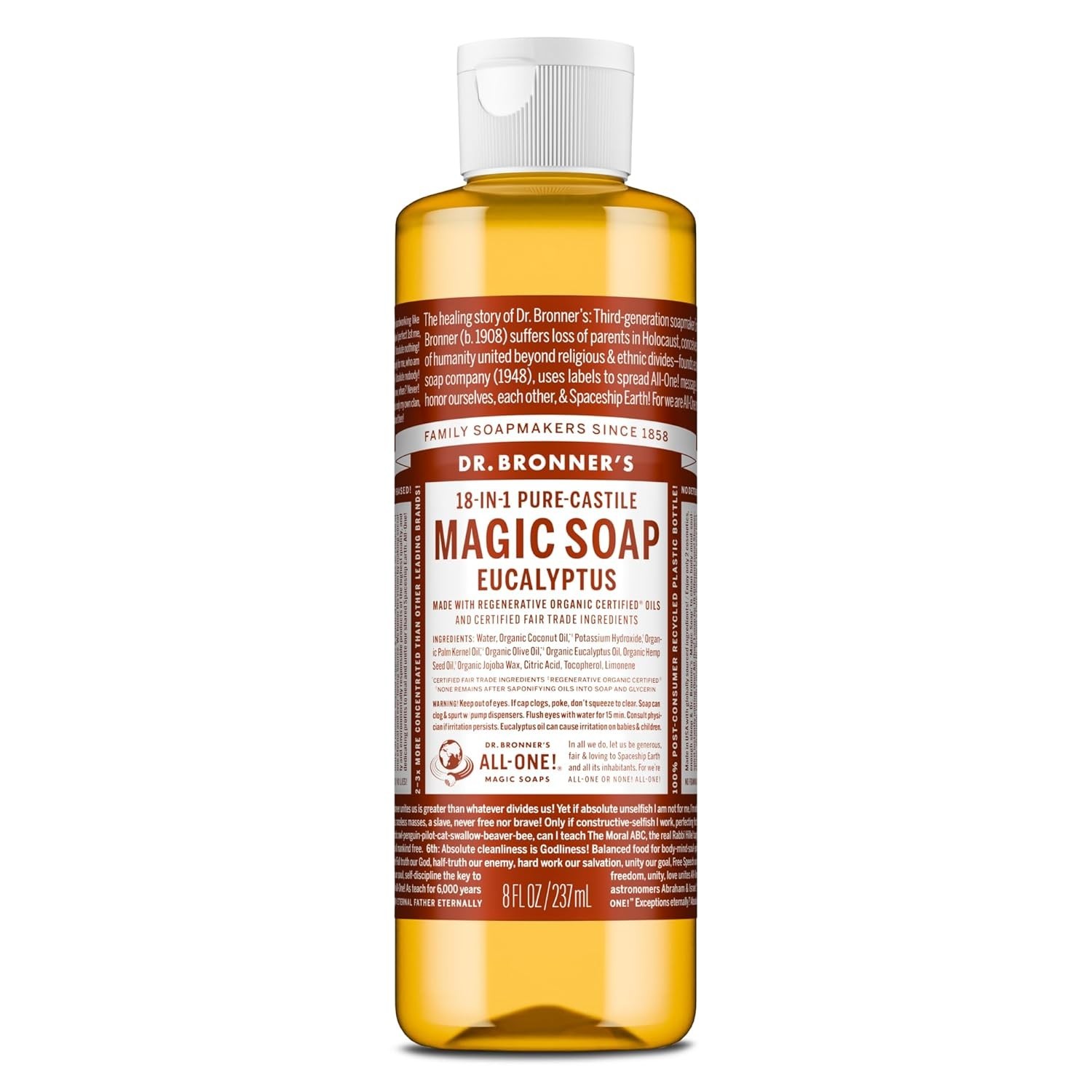 Dr. Bronner’s Pure-Castile Magic Soap, 8 Oz Eucalyptus – & Eco-Friendly