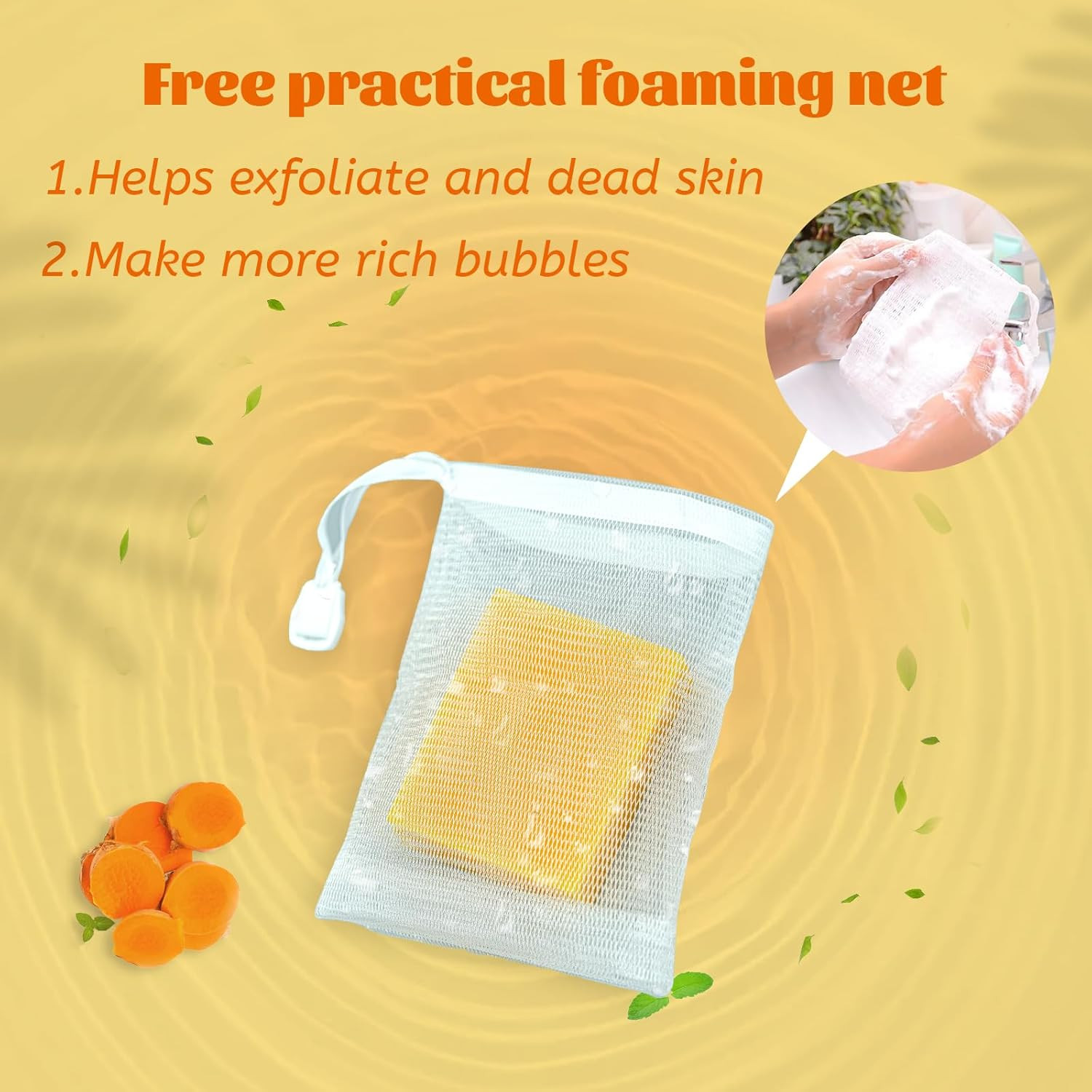3 Pack Turmeric Soap Bar for Face & Body Cleanser, Organic Turmeric Soap, Smooth
