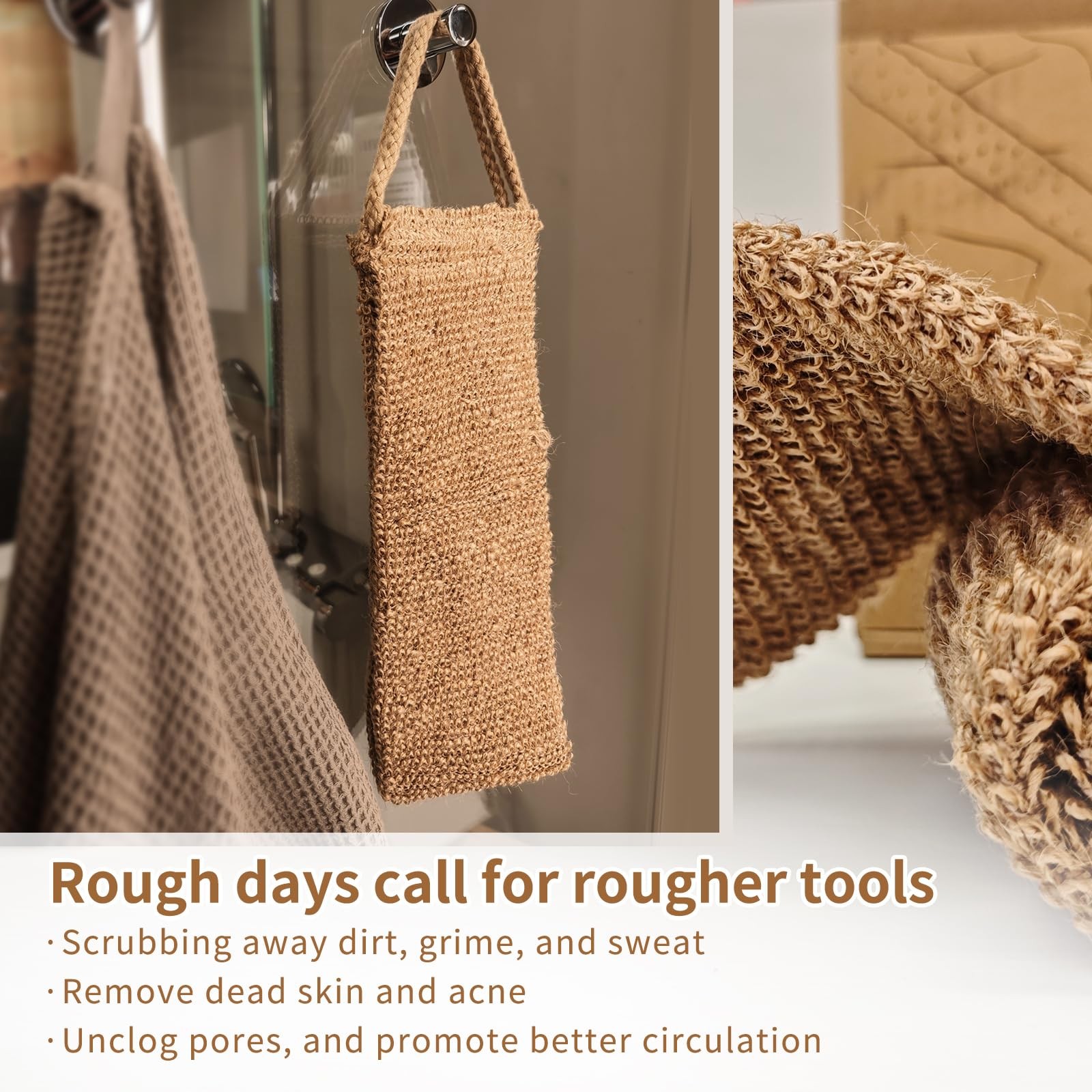 Extra Rough Exfoliating Back Scrubber,Natural 1 Count (Pack of 1), New Pack