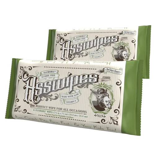 Asswipes Flushable Wipes 45ct Personal Cleansing Butt Wipes Adults Multi-Pack