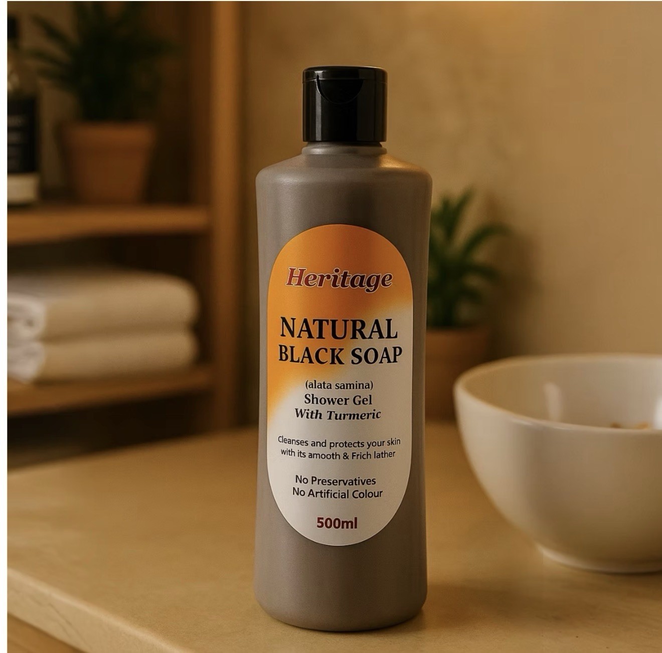 African Black Soap Shower Gel. All Natural With Turmeric