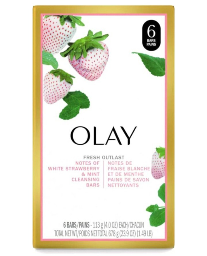 NEW! OLAY (6-BARS) 4 Oz. ●COOLING WHITE STRAWBERRY/MINT● Scented Fresh Outlast.