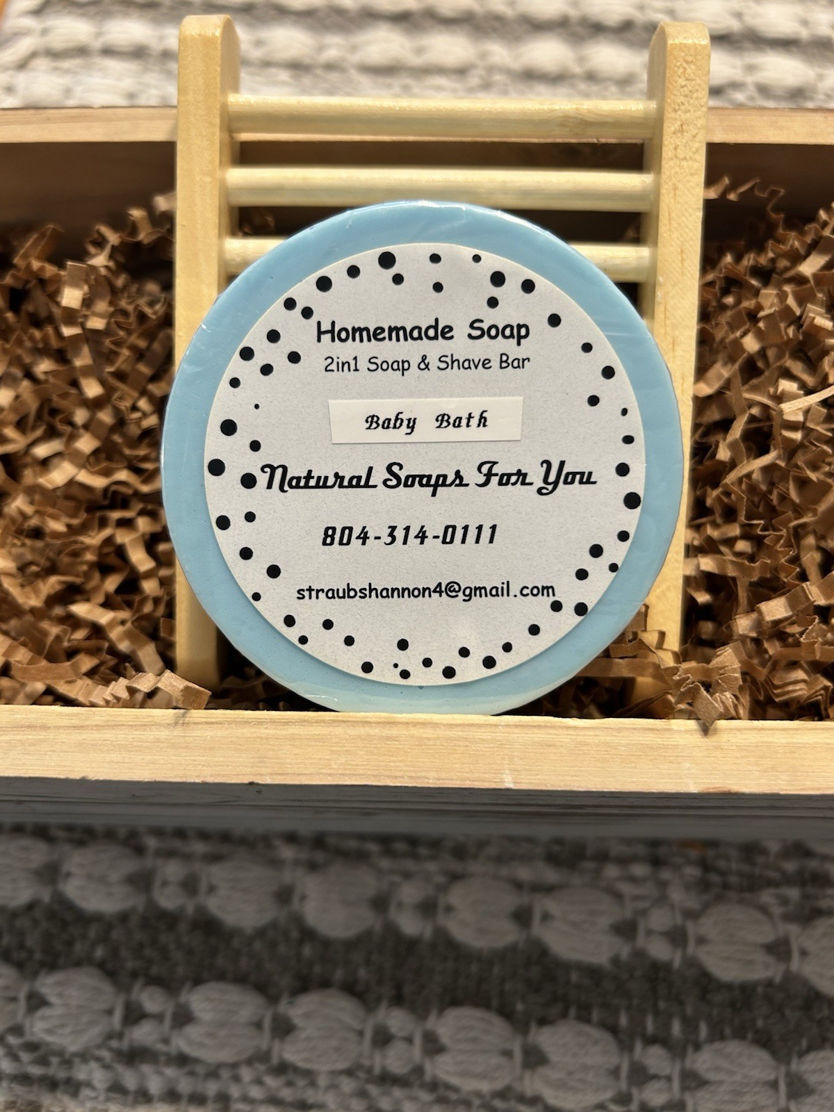 Natural Homemade Shea Butter Glycerin “Baby-Bath” Soap & Shave Bar w/soap tray