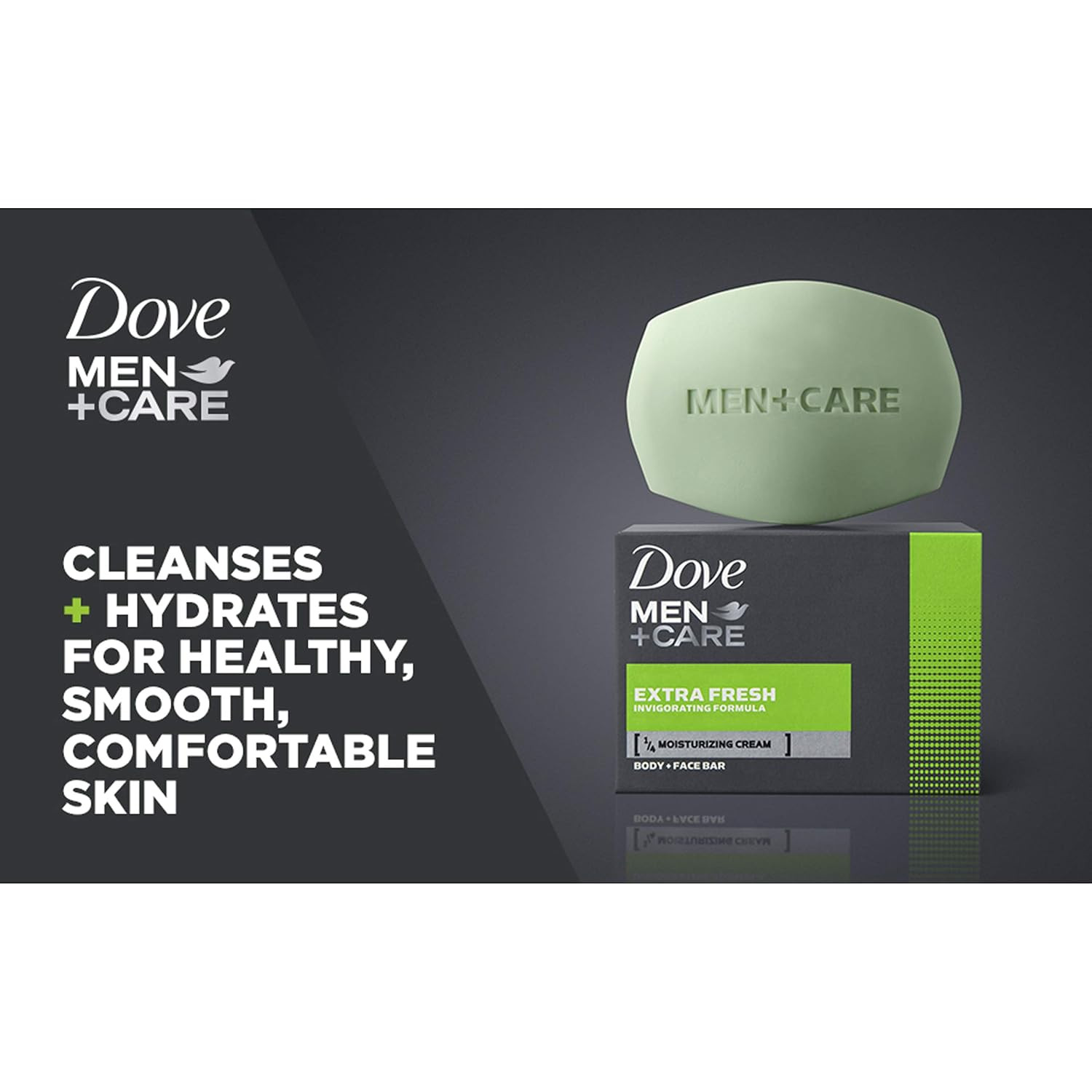 Dove Men+Care Extra Fresh Body & Face Bar Soap, 3.5oz (100g) (Pack of 2)