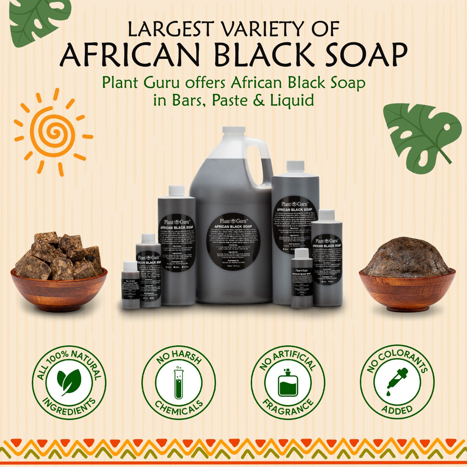 African Black Soap Liquid 32 oz. 100% Pure Raw Organic Natural Body Wash Shampoo