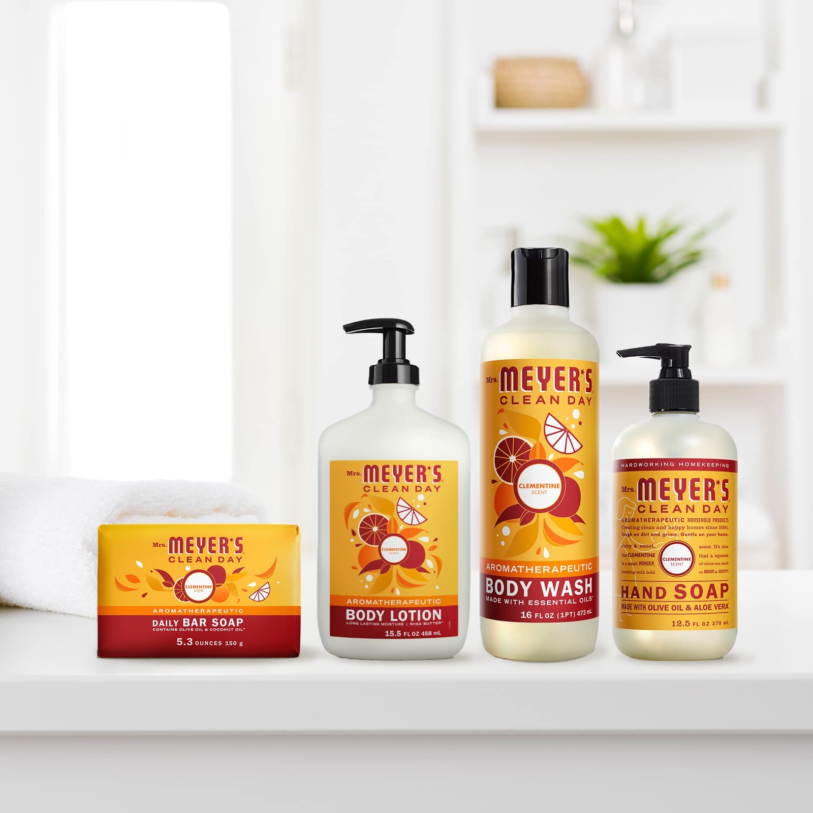 Mrs Meyer s Clean Day Clementine Bar Soap Pack of 4 5.3 Ounce Vegan Formula