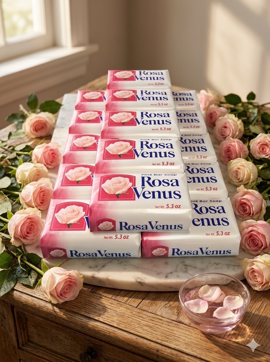 Rosa Venus Pink Bar Soap Rose Scent 5.3 oz 40 pcs Floral for Body & Hands