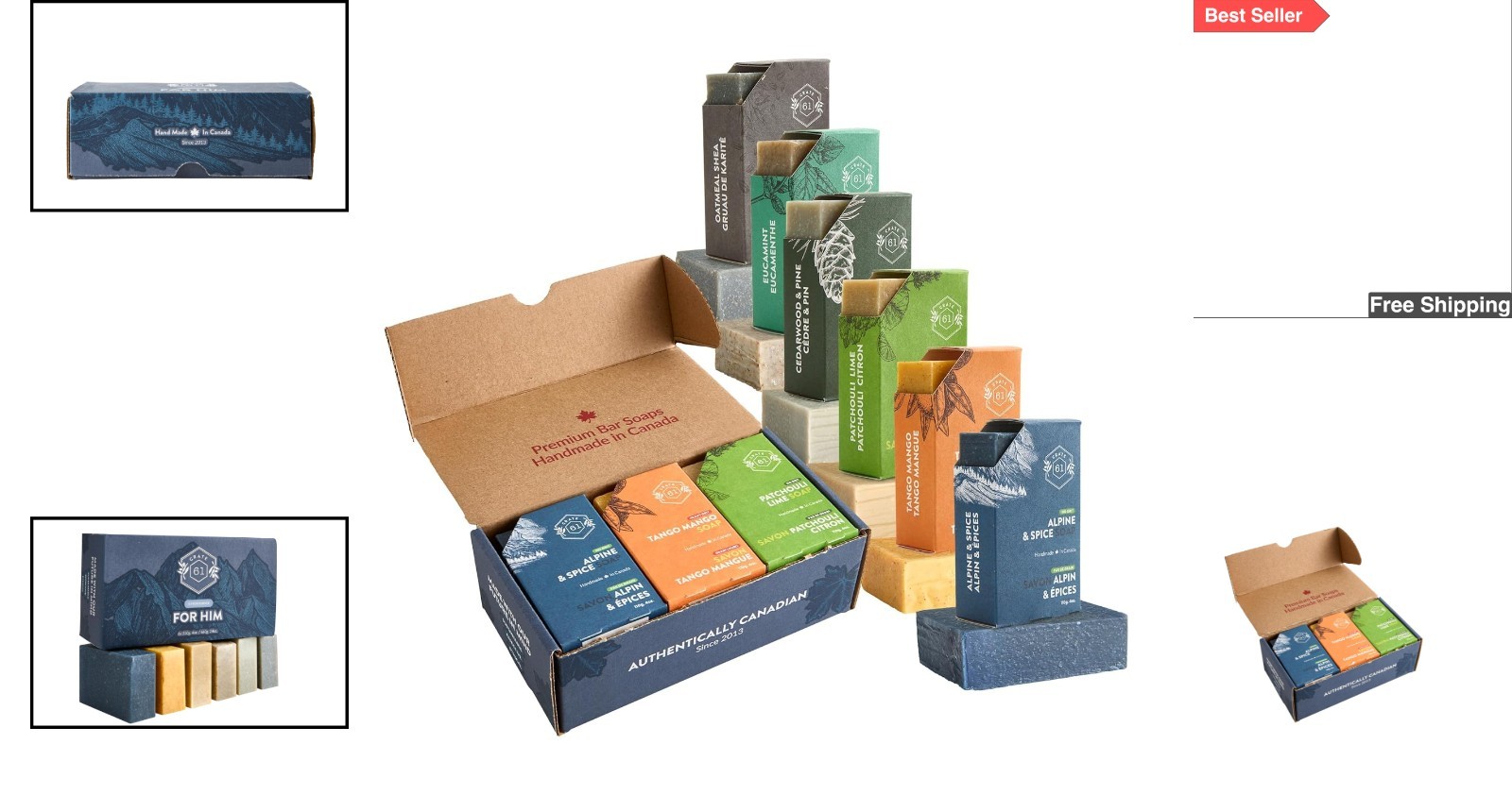 Handmade Canadian Natural Bar Soap Pack of 6 – Essential Oils for Him