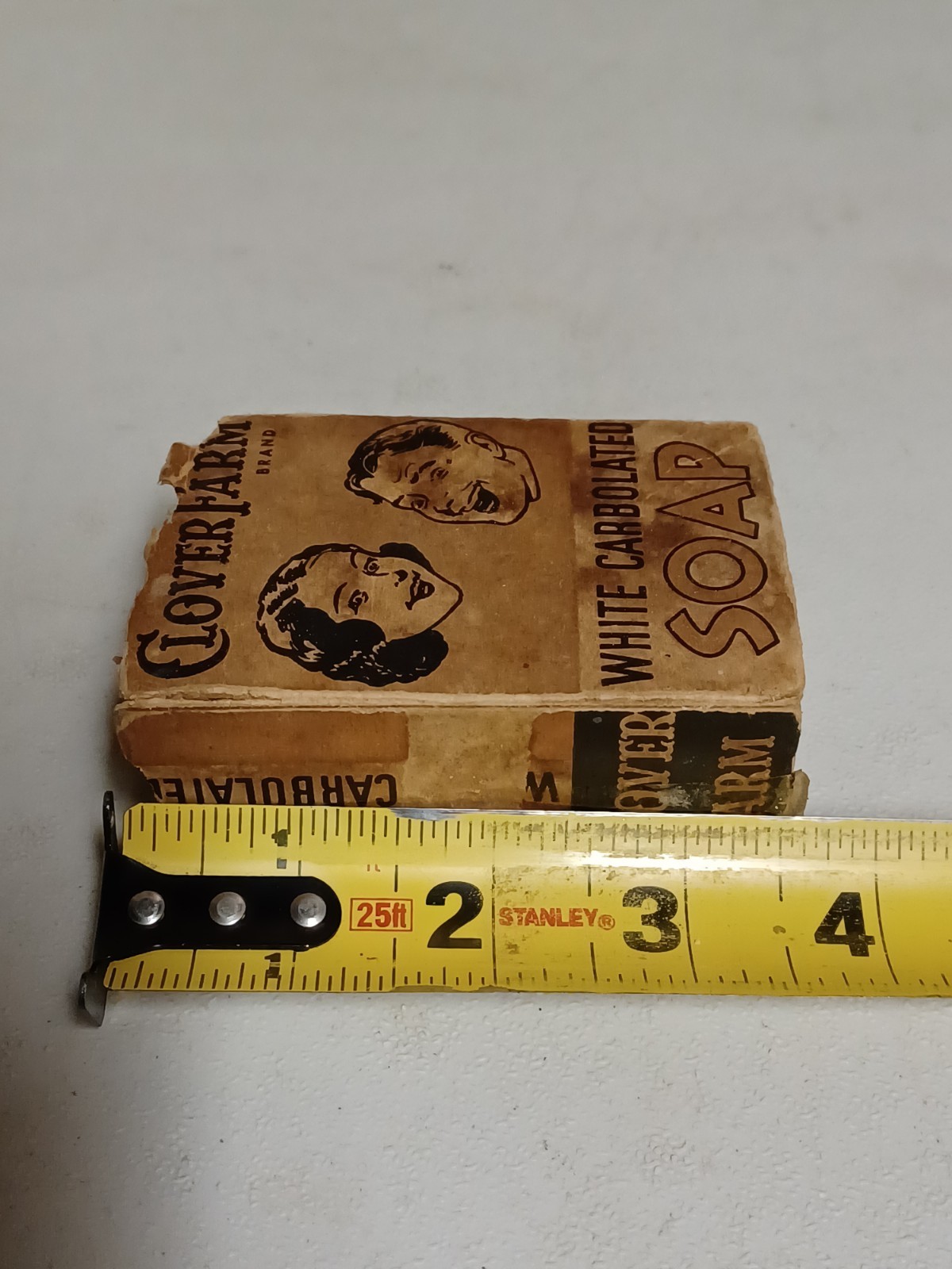 RARE Vintage CLOVER FARM White Carbolated Soap (Broken Box Damaged & Soap)