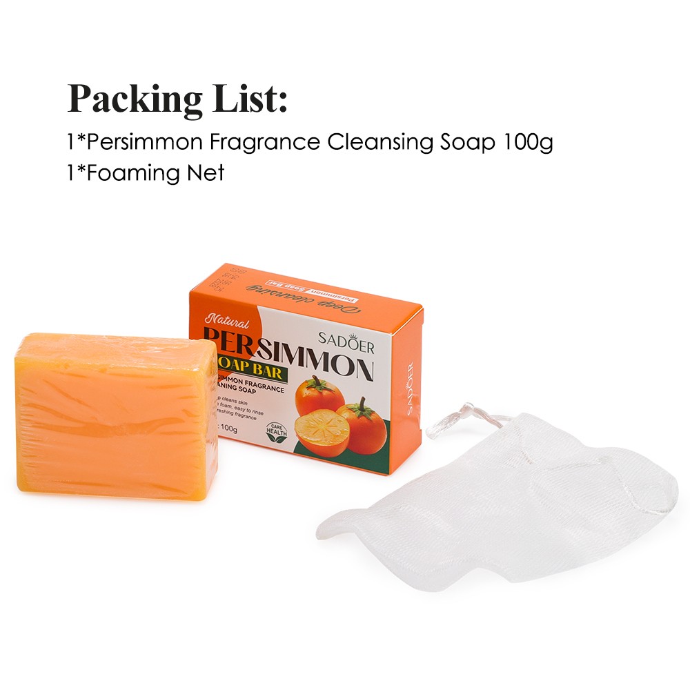 100g Persimmon Soap Bar for Body Odor Removal Handmade Soap for Face and Body