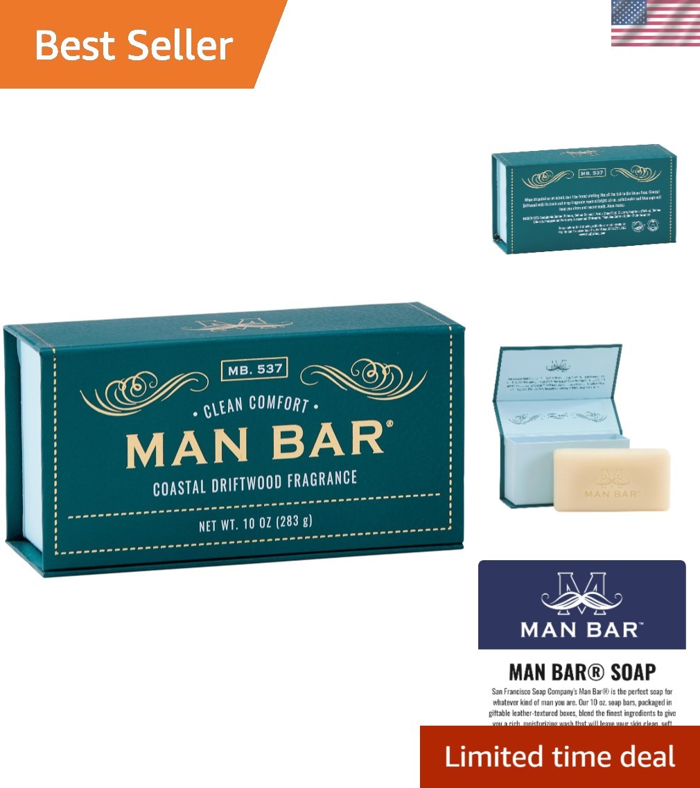 Coastal Driftwood Organic Men’s Bar Soap – Citrus & Sage, 10 oz – Cruelty-Free