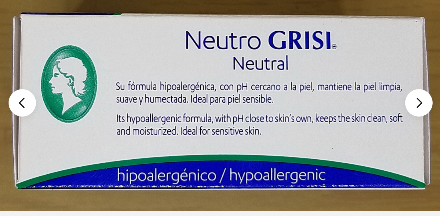 GRISI NEUTRAL NEUTRO SOAP Balancing 3.5 oz Scent Bar Hand Face Jabon 1 Pack