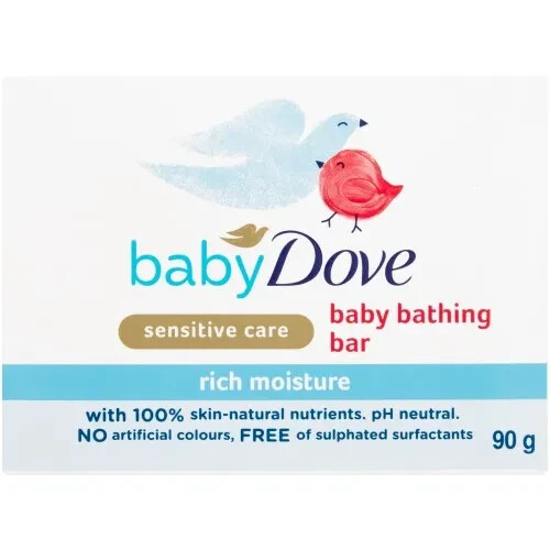 Baby Dove Bar Soap Bathing Sensitive Skin Moisture Gentle Baby 3.17 oz- 12 pk