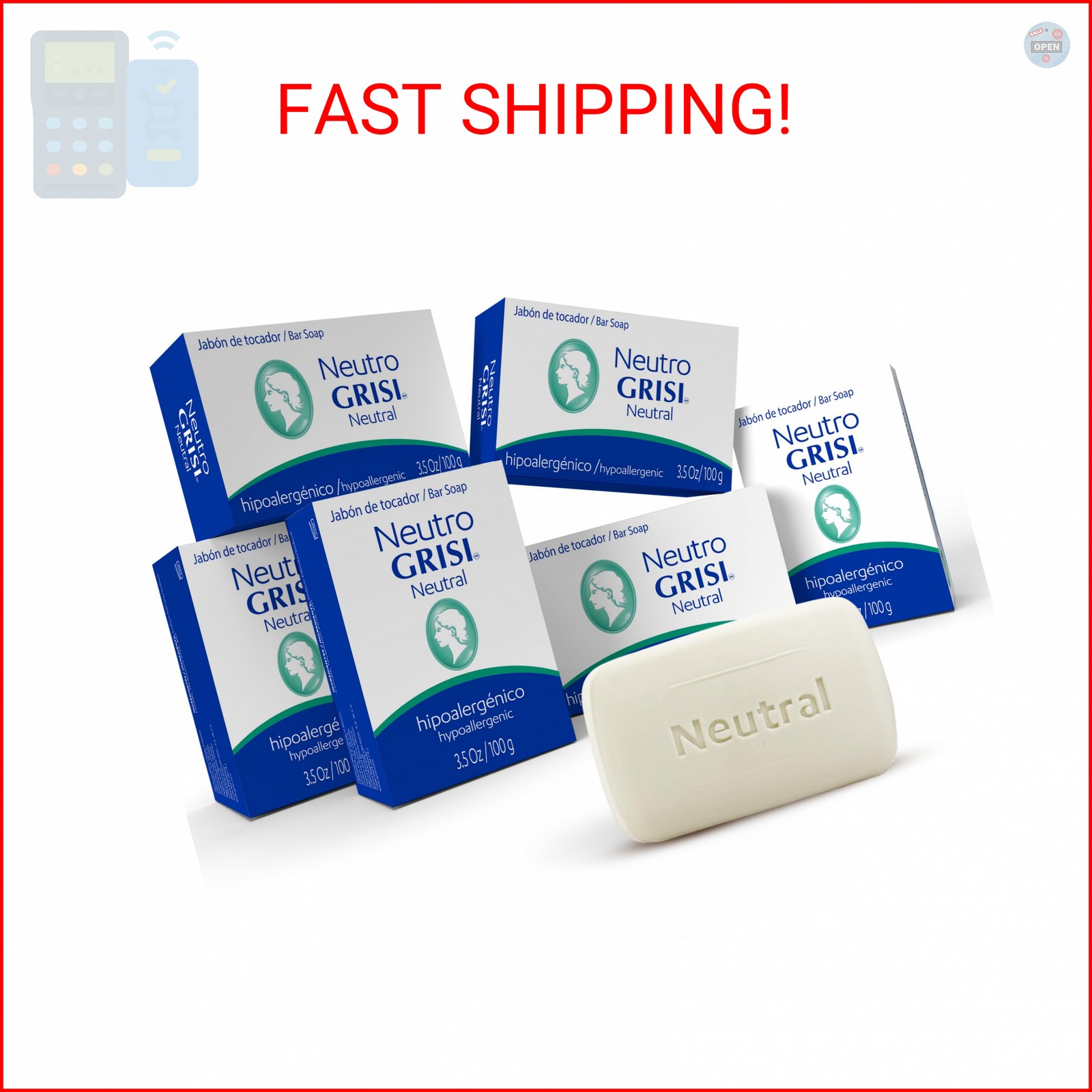 Grisi Neutral Hypoallergenic Bar Soap – Fragrance-Free & Dye-Free for Face & Bod