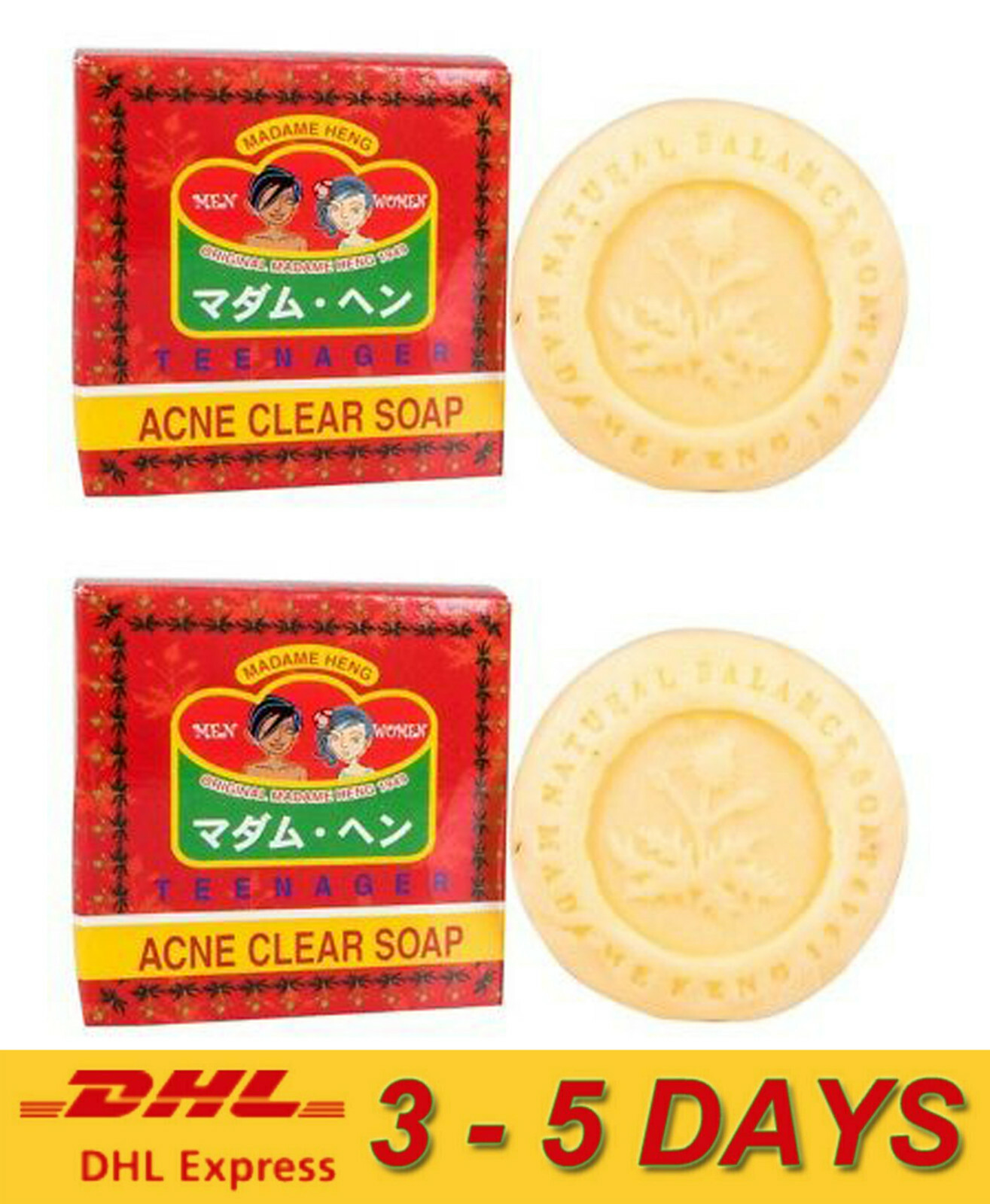 2 x MADAME HENG NATURAL SOAP BAR BLEMISH TEEN ACNE CLEAR 150 g.