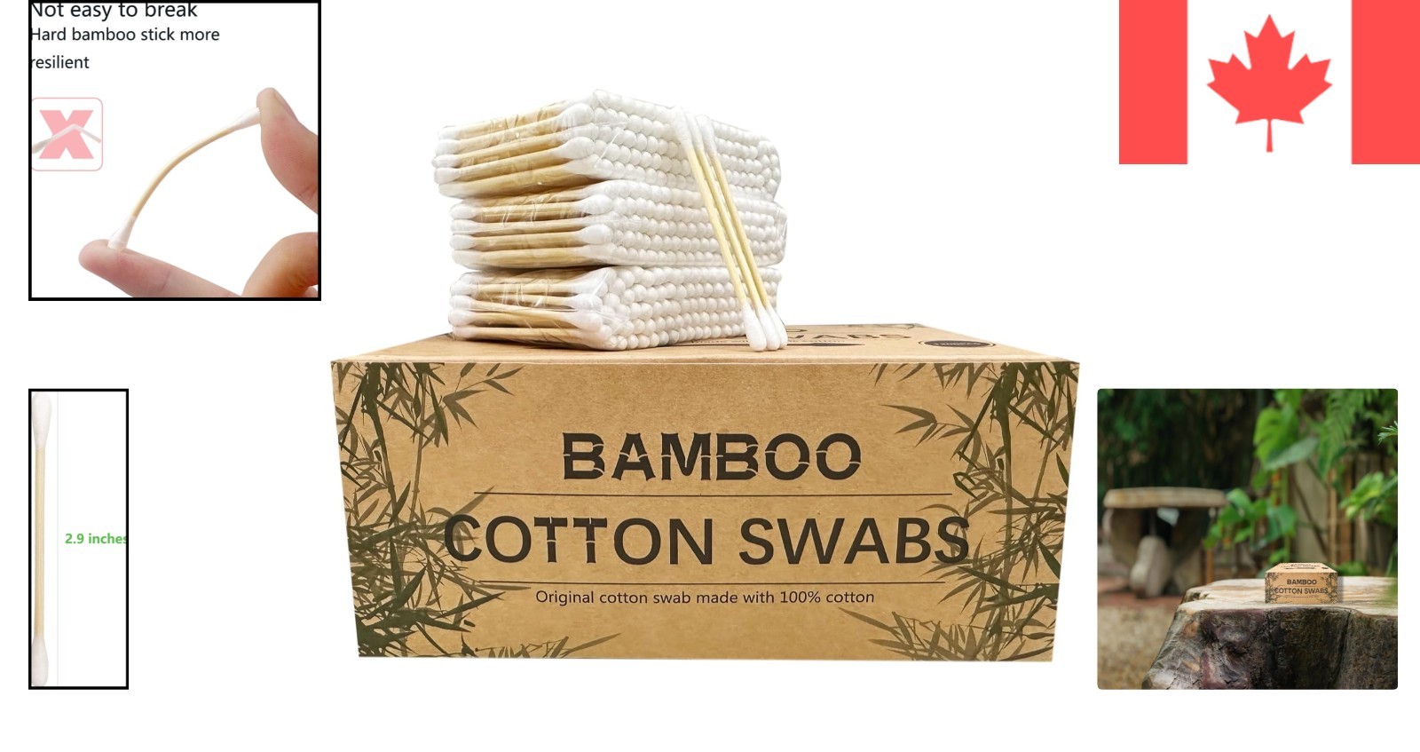 Sustainable 1200 Biodegradable Swabs with Strong Wooden Sticks & Cotton Tips