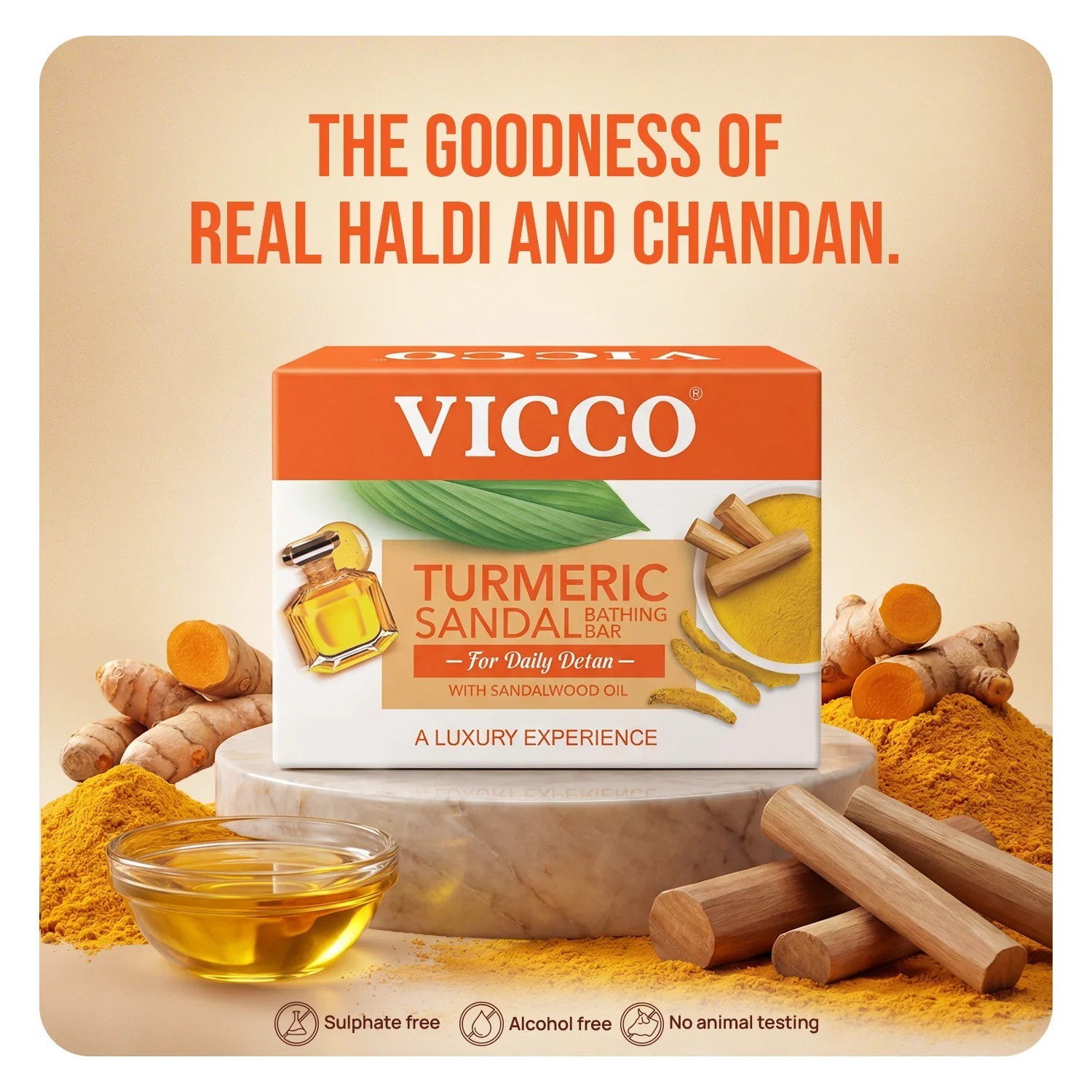 Vicco Turmeric Sandal Sandalwood Oil Herbal Bathing Soap 100g 4 pack