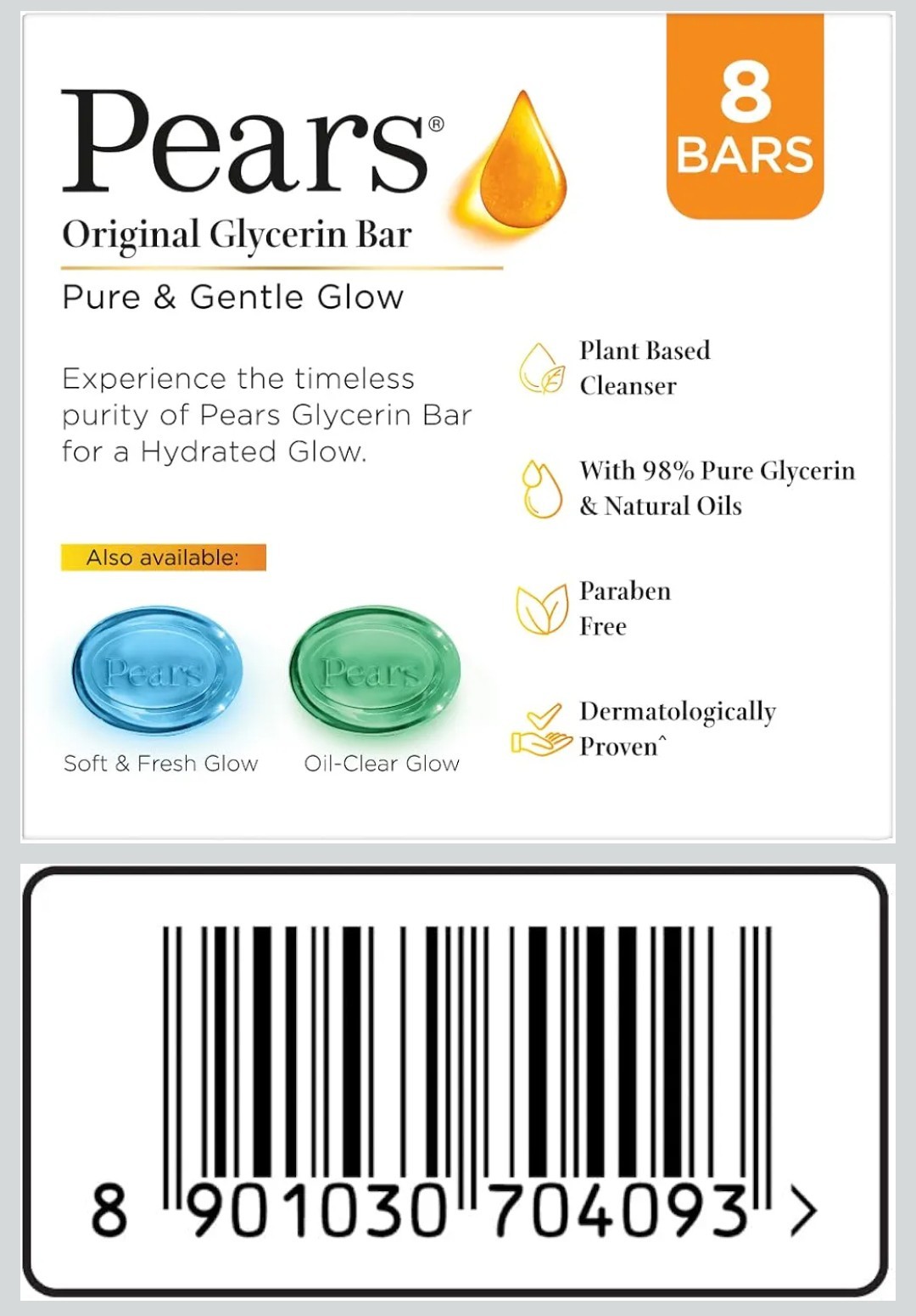 Pears Original Glycerin Soap Bar – Pure & Gentle Glow | With 98% Pure Glycerin |