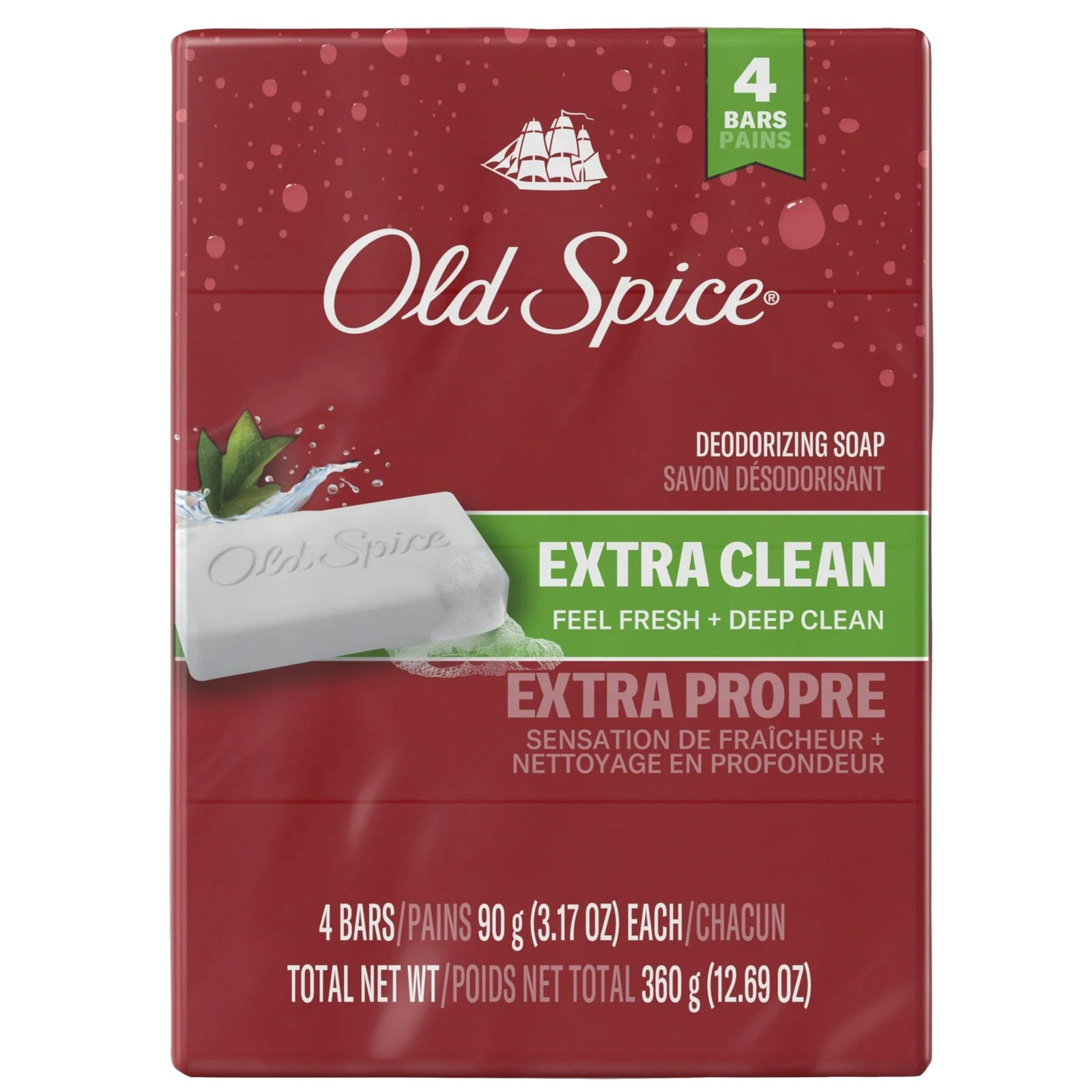 Old Spice Deodorizing Bar Soap Extra Clean Fresh & Deep Clean 3.17 – 16 Bar