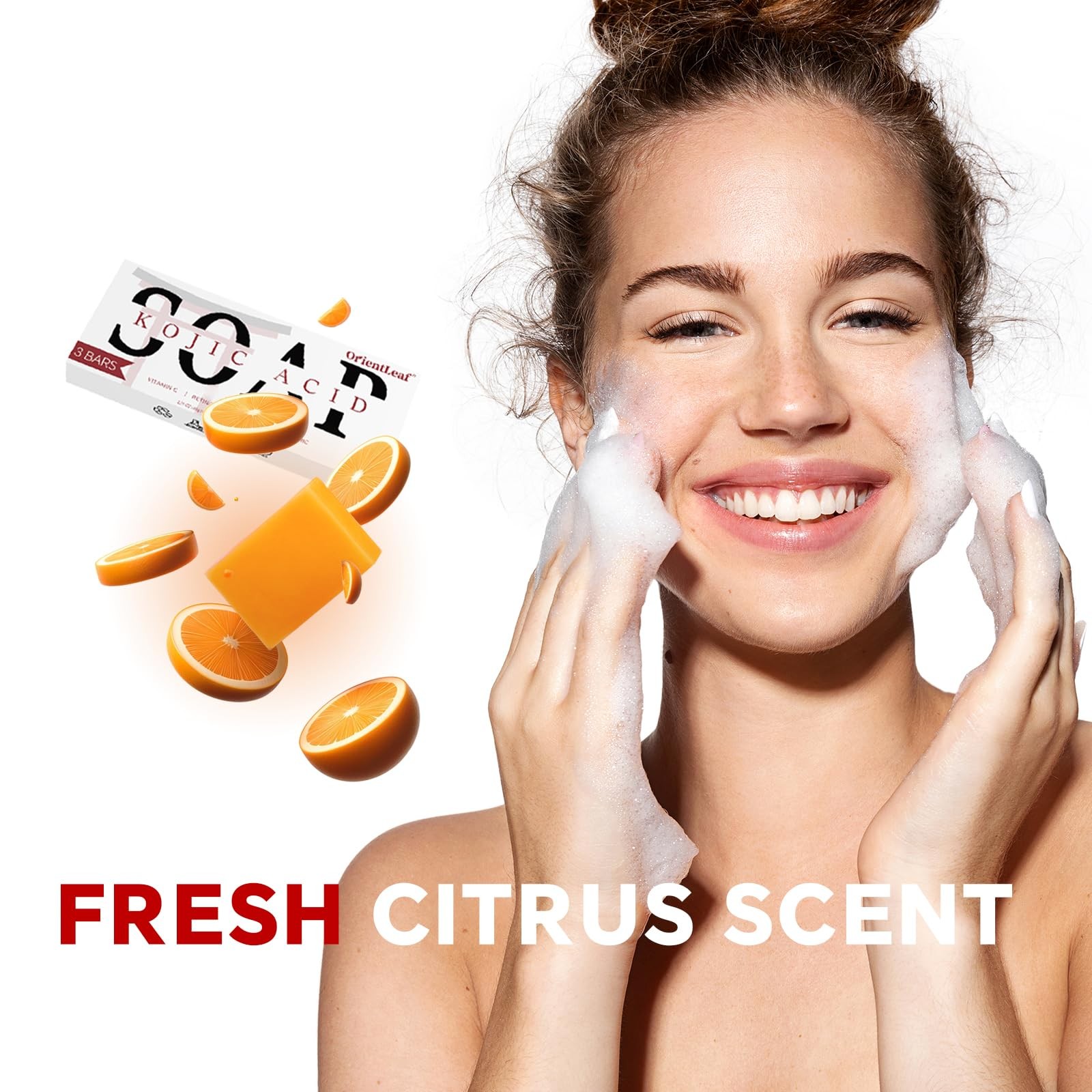 Kojic Acid Soap, Turmeric Soap Bar for Dark Spots, Fresh Citrus Scent, Gentle…