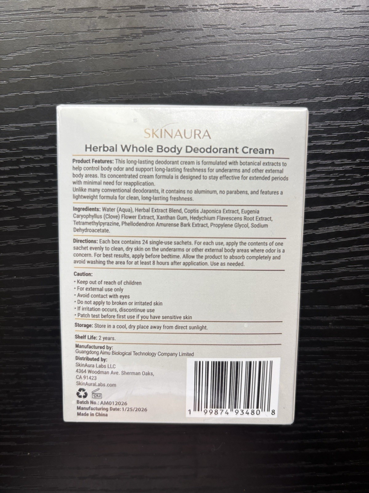 Deodorant Cream – Herbal Whole Body | SkinAura – Up to 15 Days Odor Control