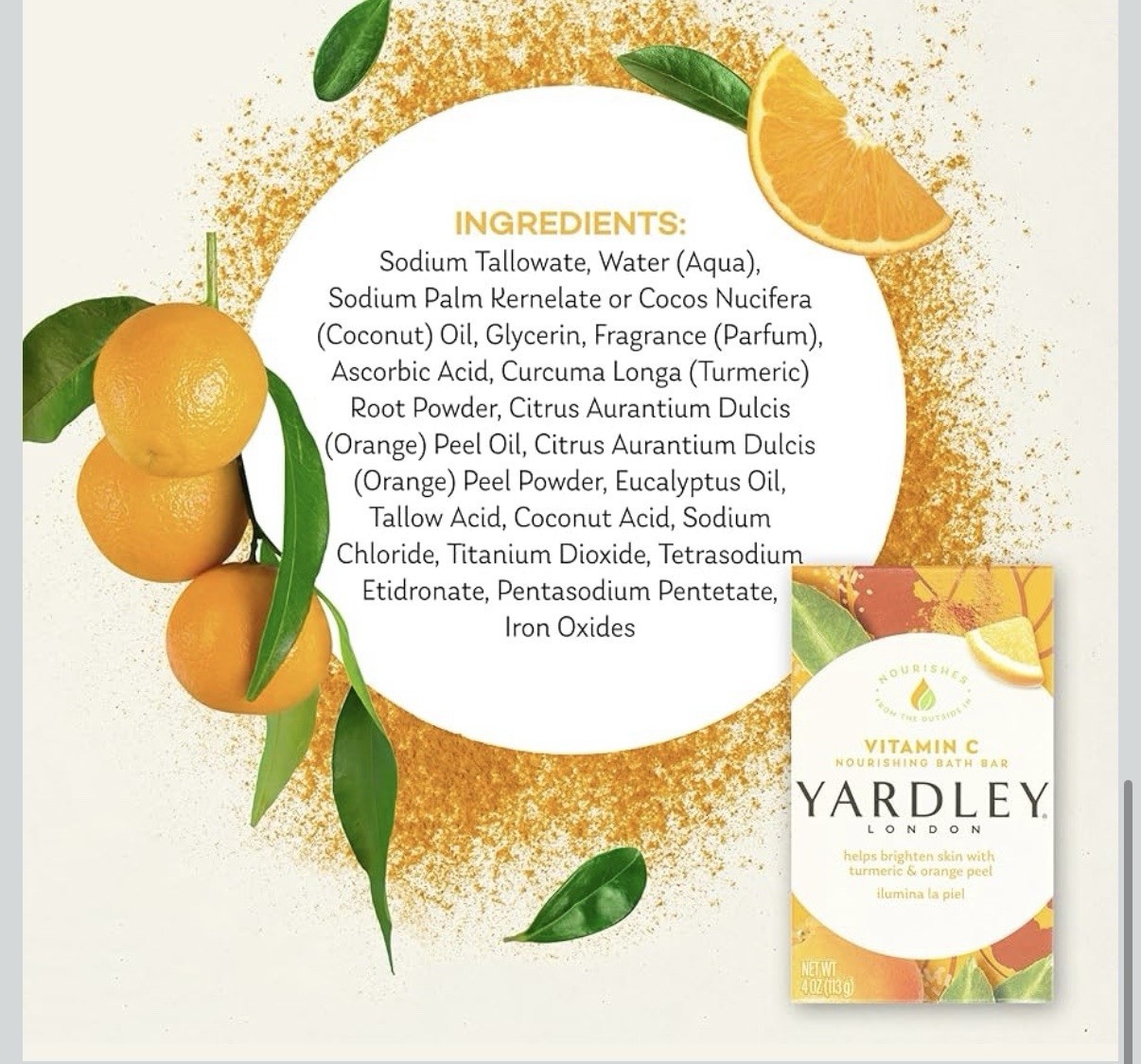 Yardley London Vitamin C Turmeric & Orange Peel Moisturizing Bath Bar Pack of 10