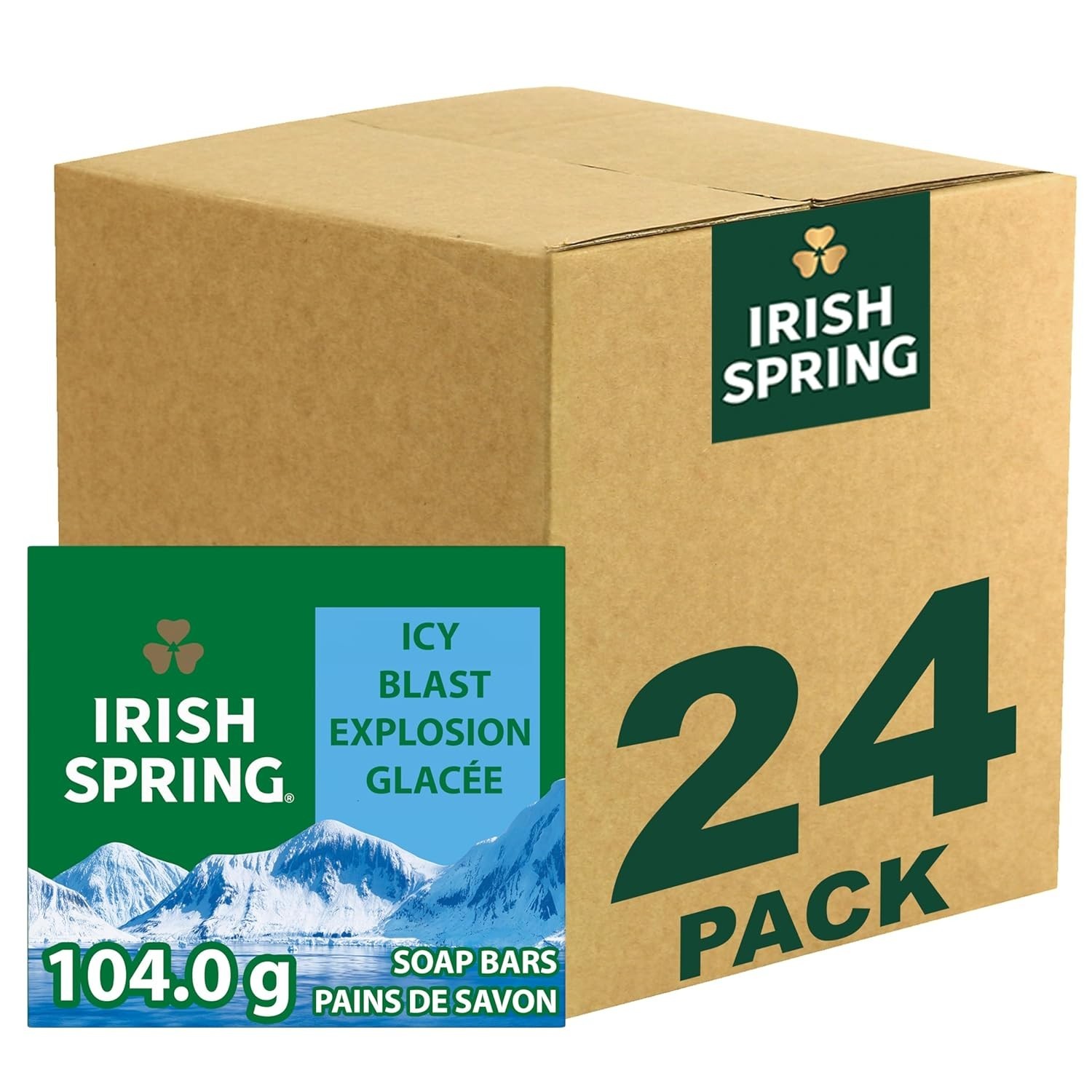 Icy Blast Men’s Bar Soap 24 Pack 3.7 oz Fresh Scent Glycerin Flaxseed